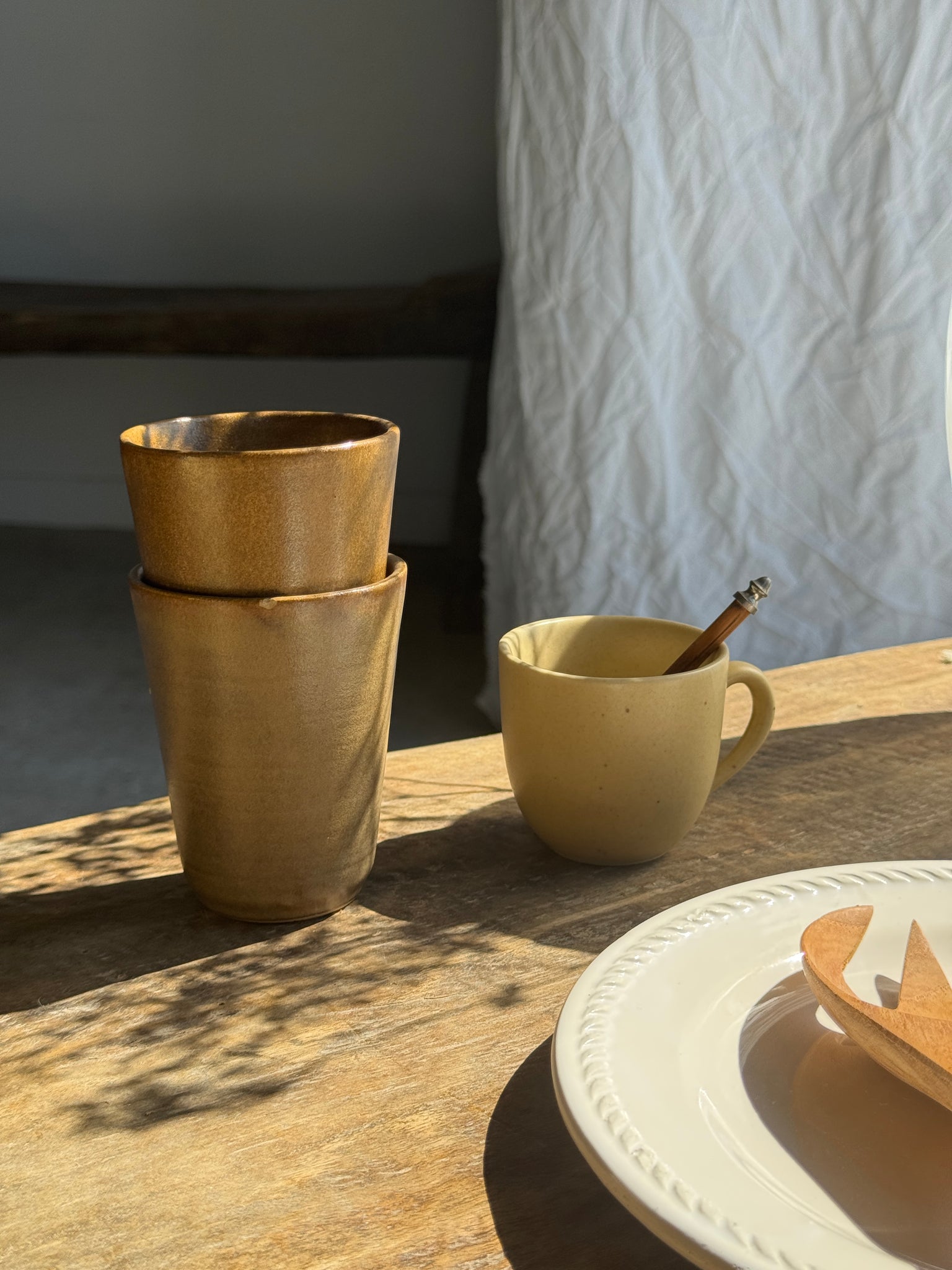 Paire de tasses mug Digoin en grès