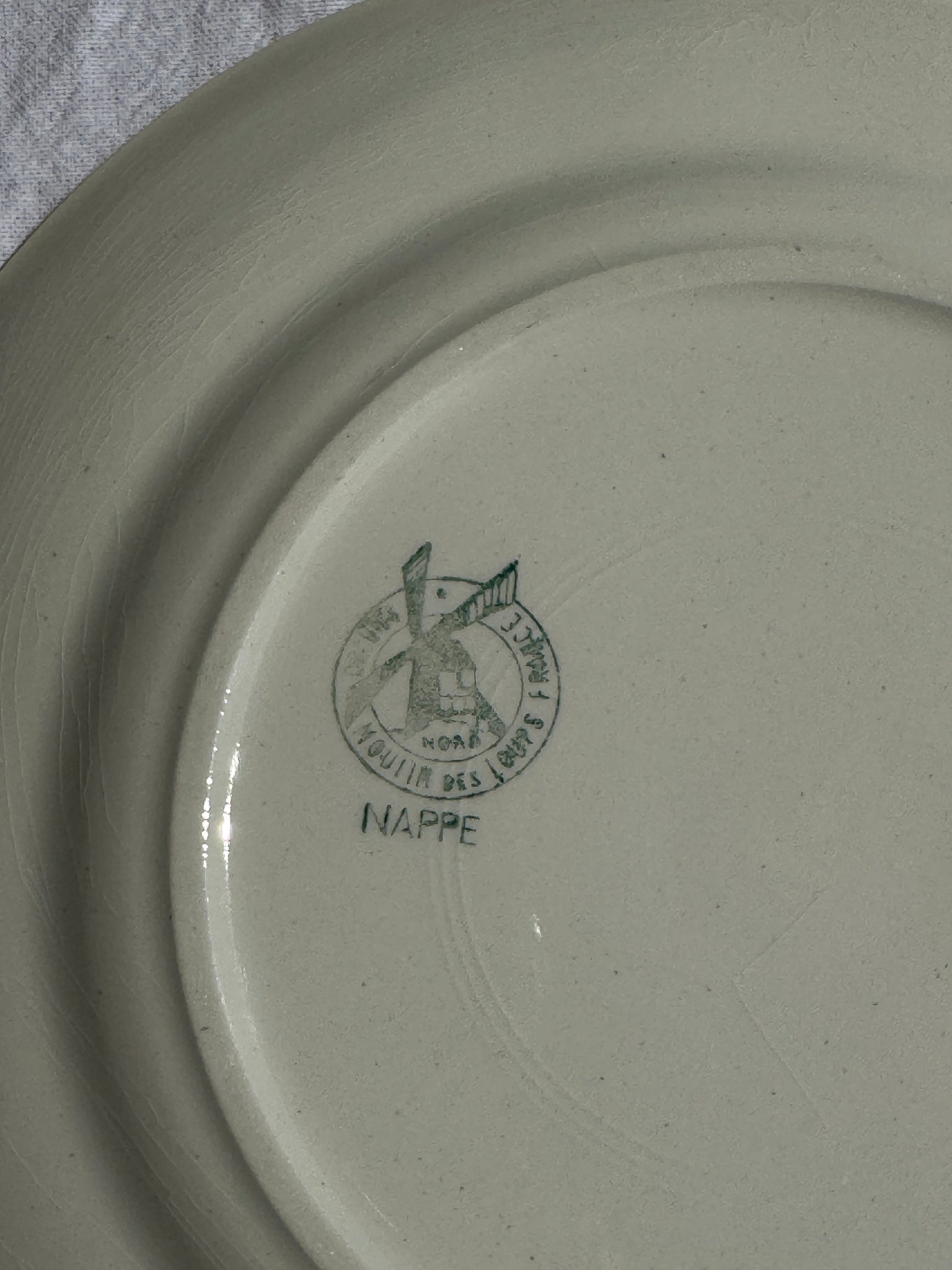 Lot de 4 assiettes à dessert vertes quadrillées plates Moulin des Loups D24