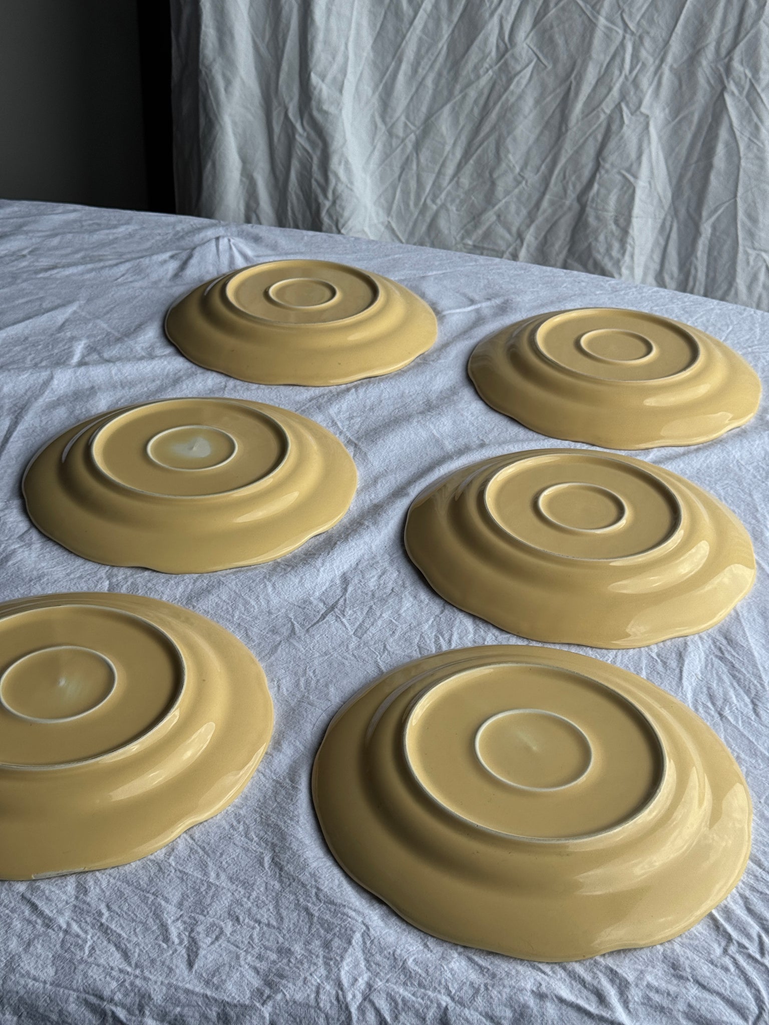Lot de 6 assiettes jaunes corolle D27