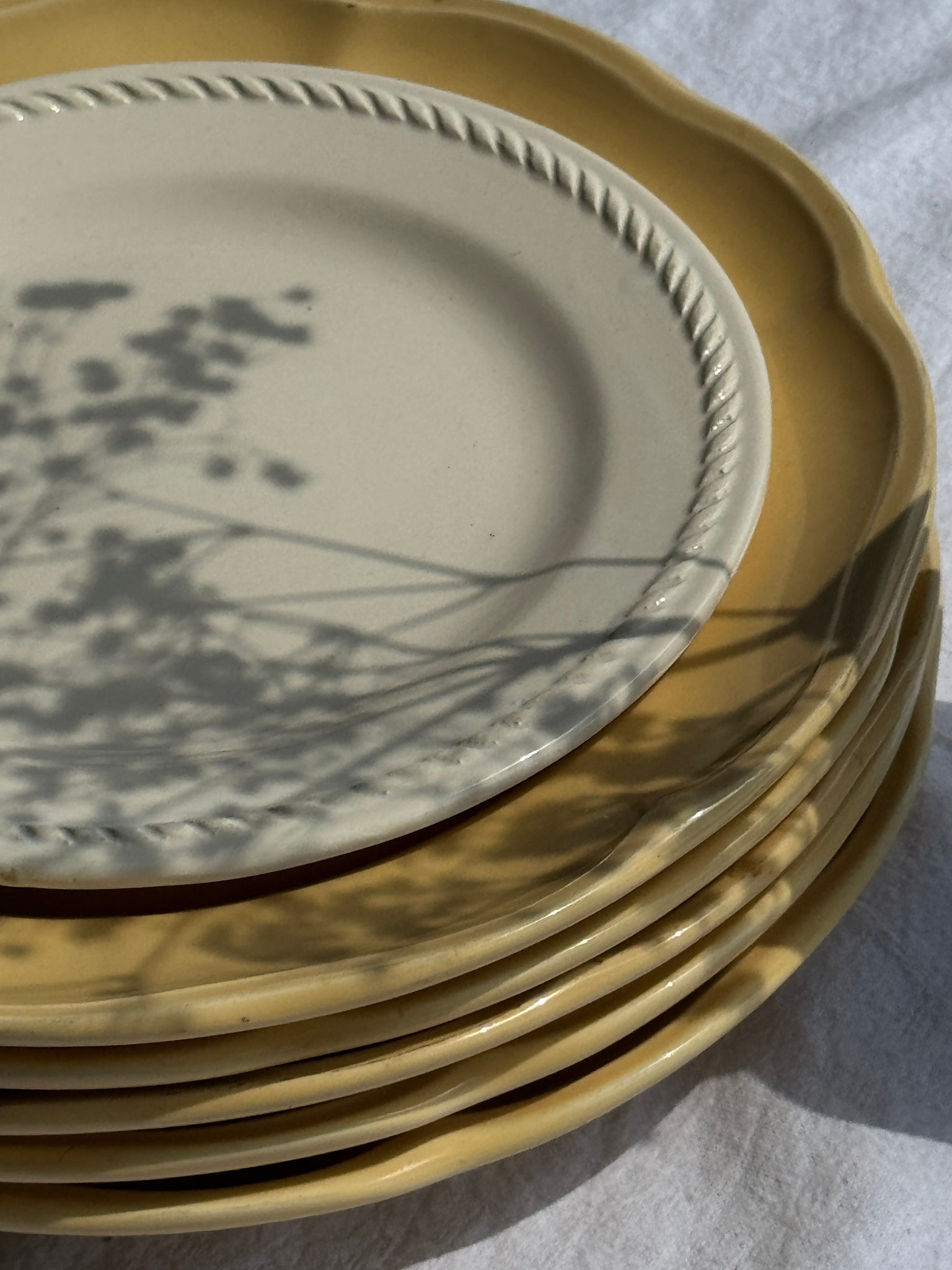 Lot de 6 assiettes jaunes corolle D27