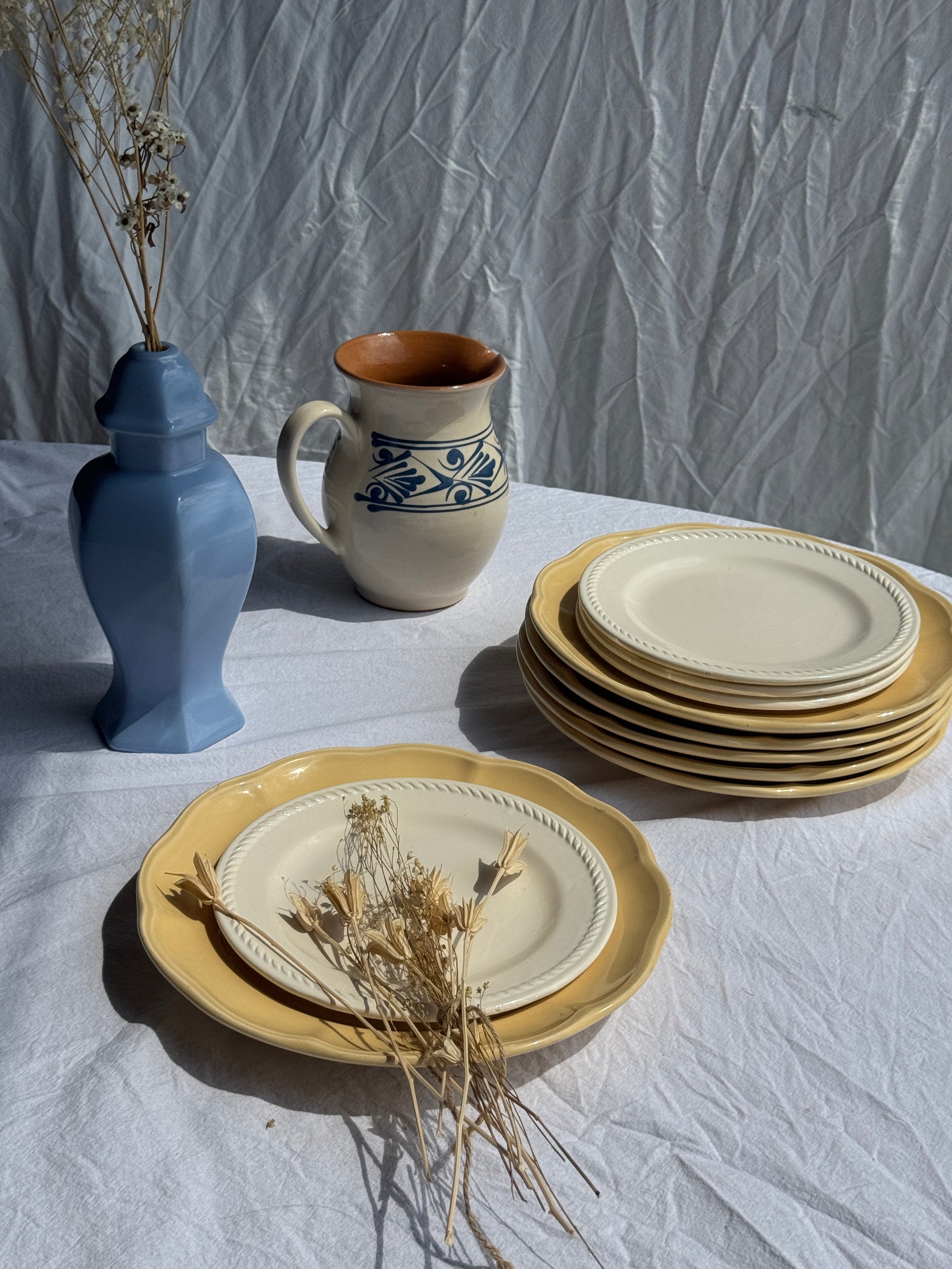 Lot de 6 assiettes jaunes corolle D27