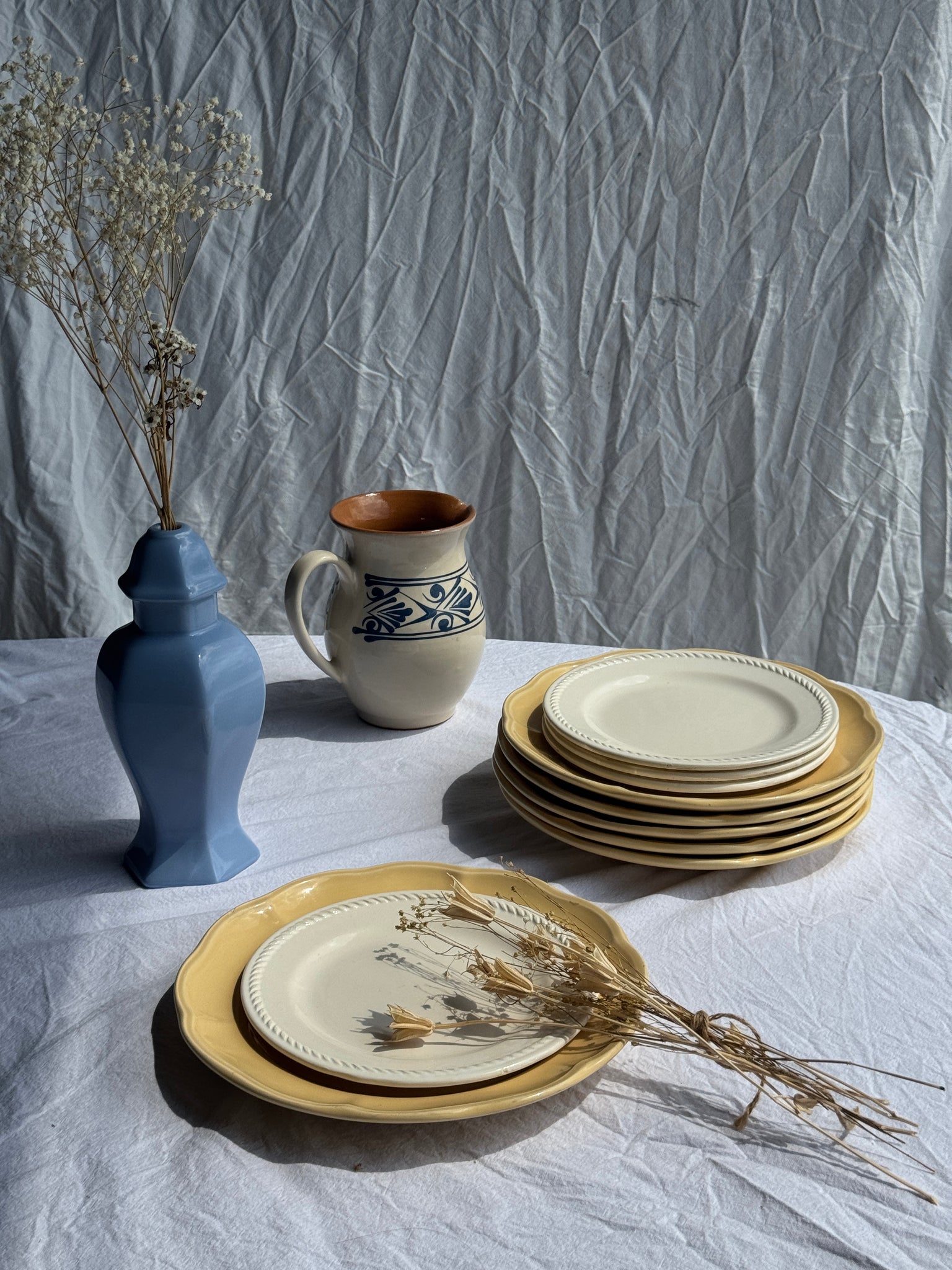 Lot de 6 assiettes jaunes corolle D27