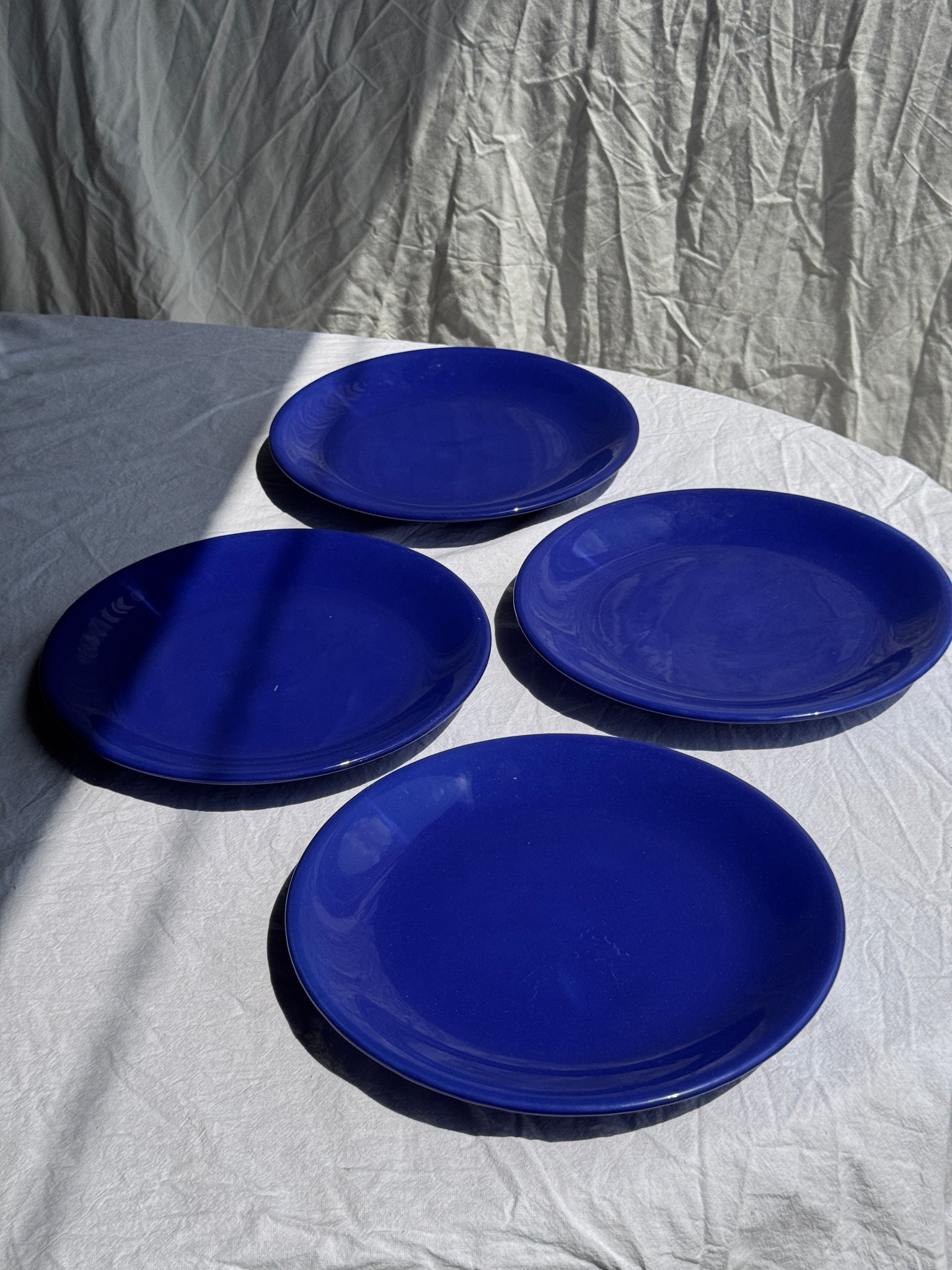 Lot de 4 assiettes bleues plates italiennes D28,5
