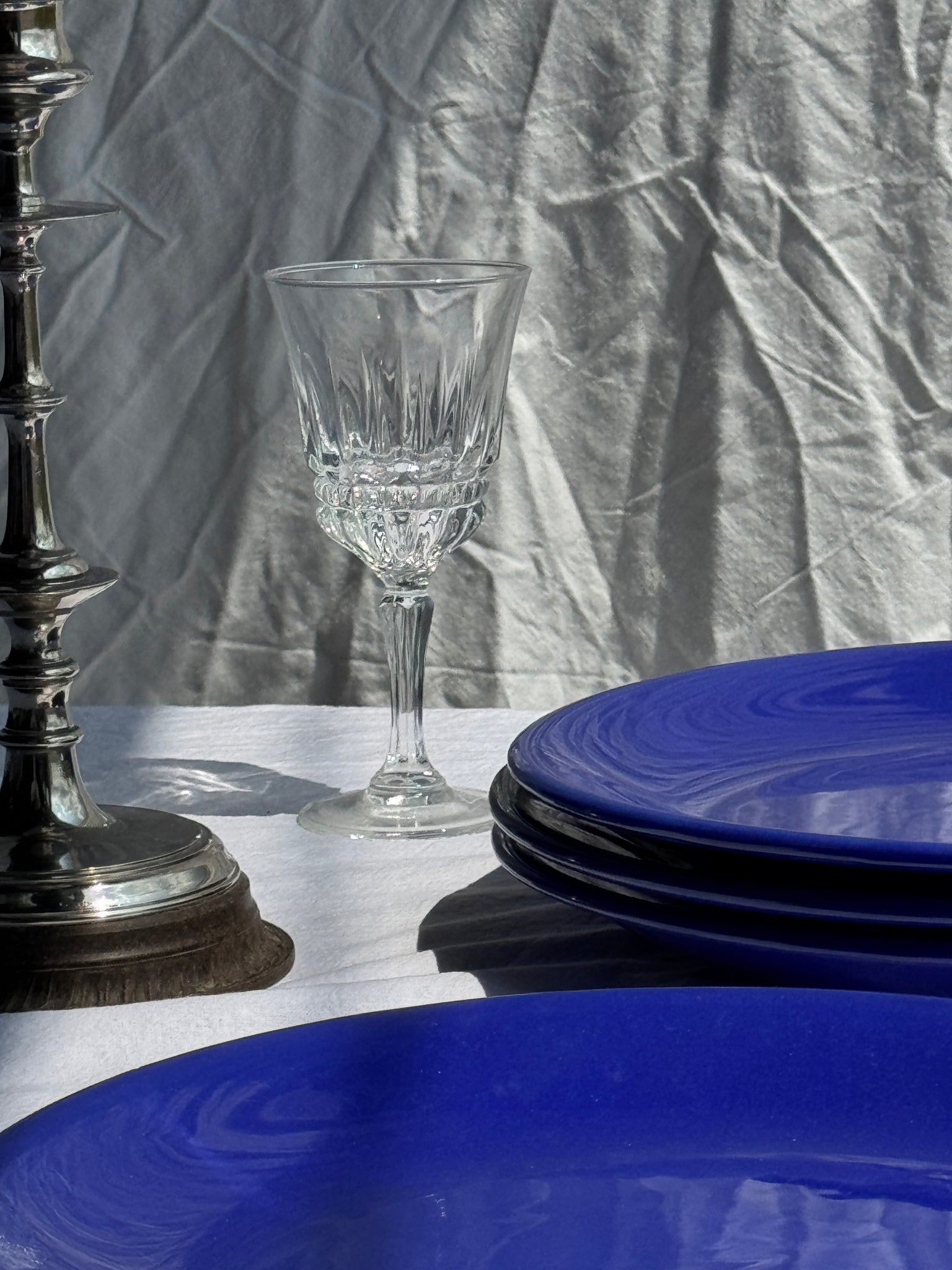 Lot de 4 assiettes bleues plates italiennes D28,5