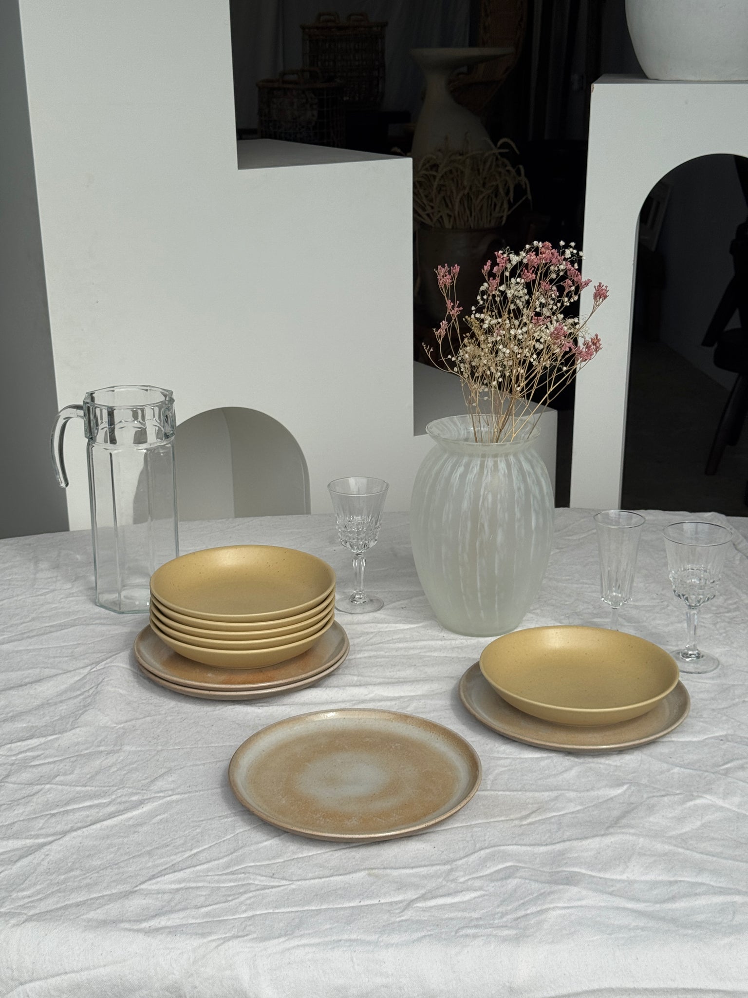 Lot de 6 assiettes creuses en grès véritable D21