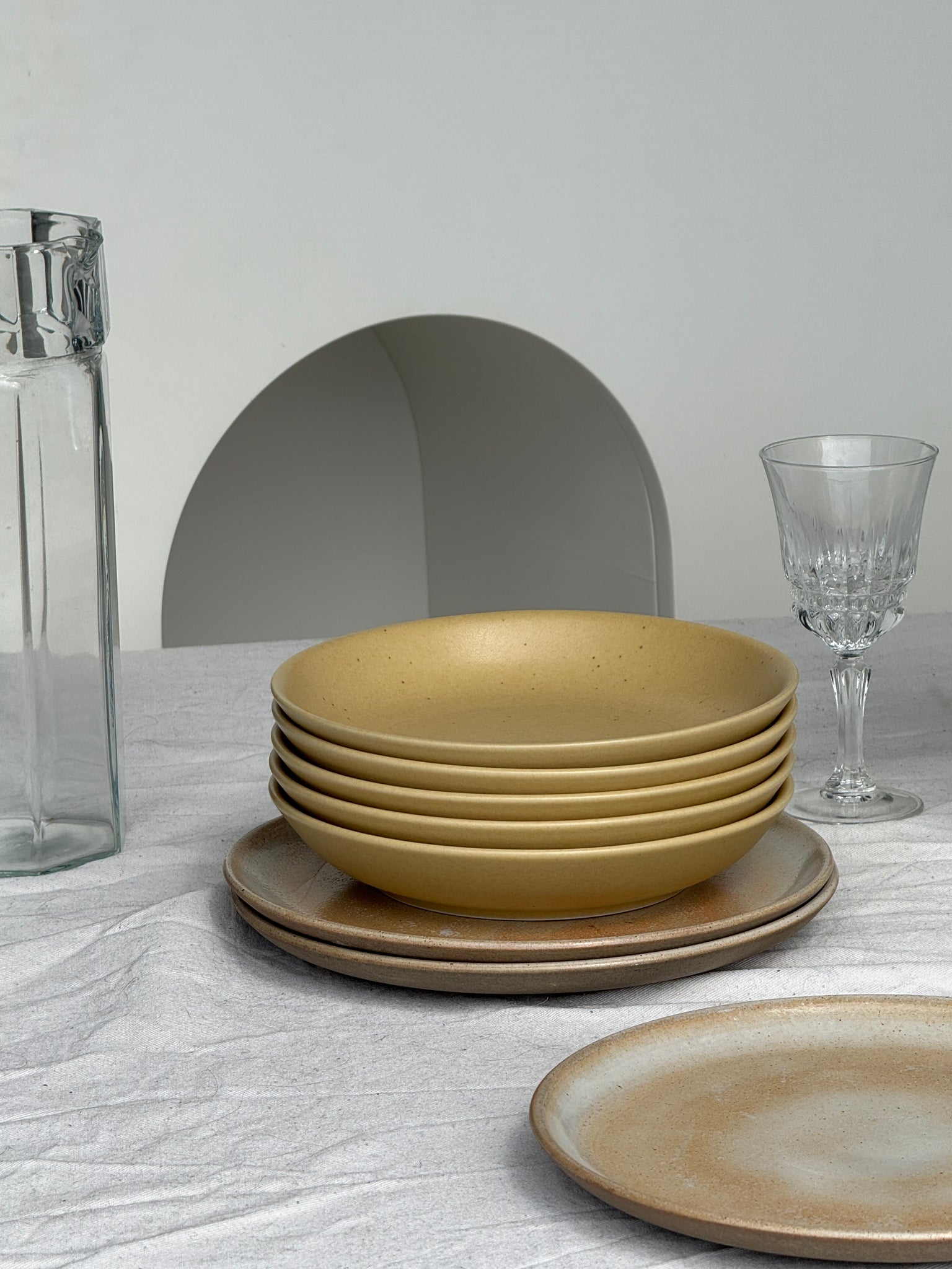 Lot de 6 assiettes creuses en grès véritable D21