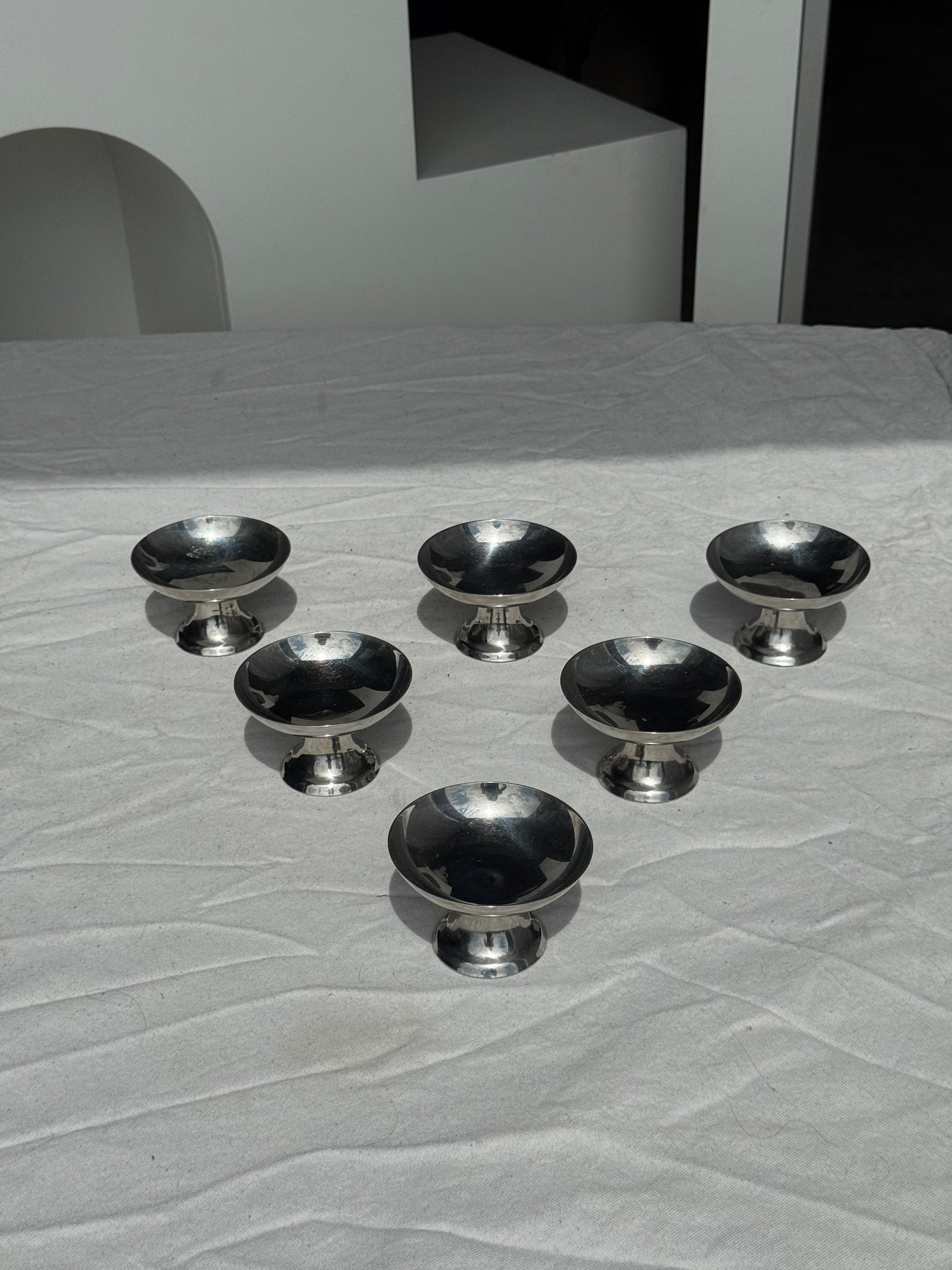 Lot de 6 coupes à glace sur pied moyen évasé vintage H6 D9