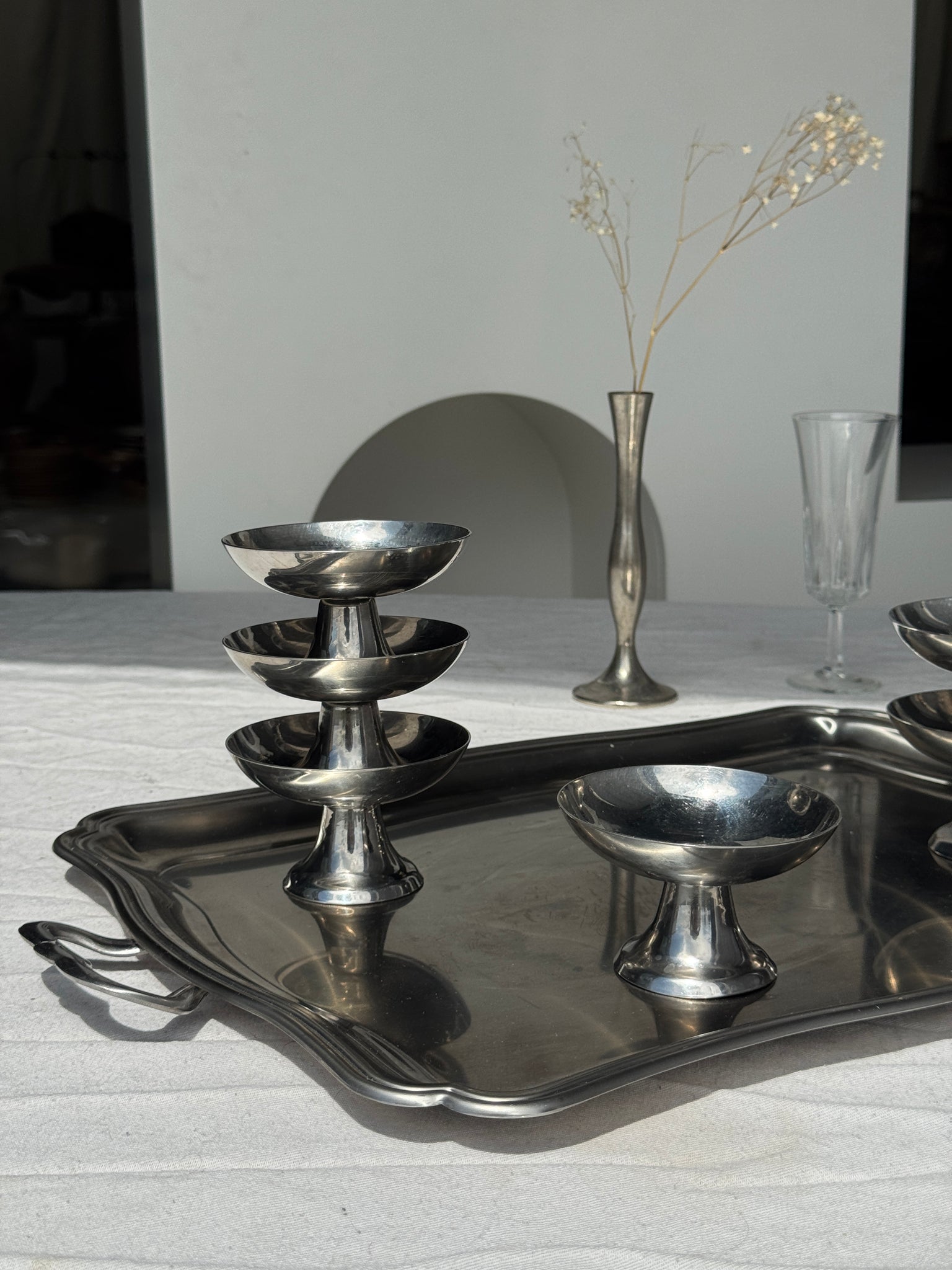 Lot de 6 coupes à glace sur pied moyen évasé vintage H6 D9