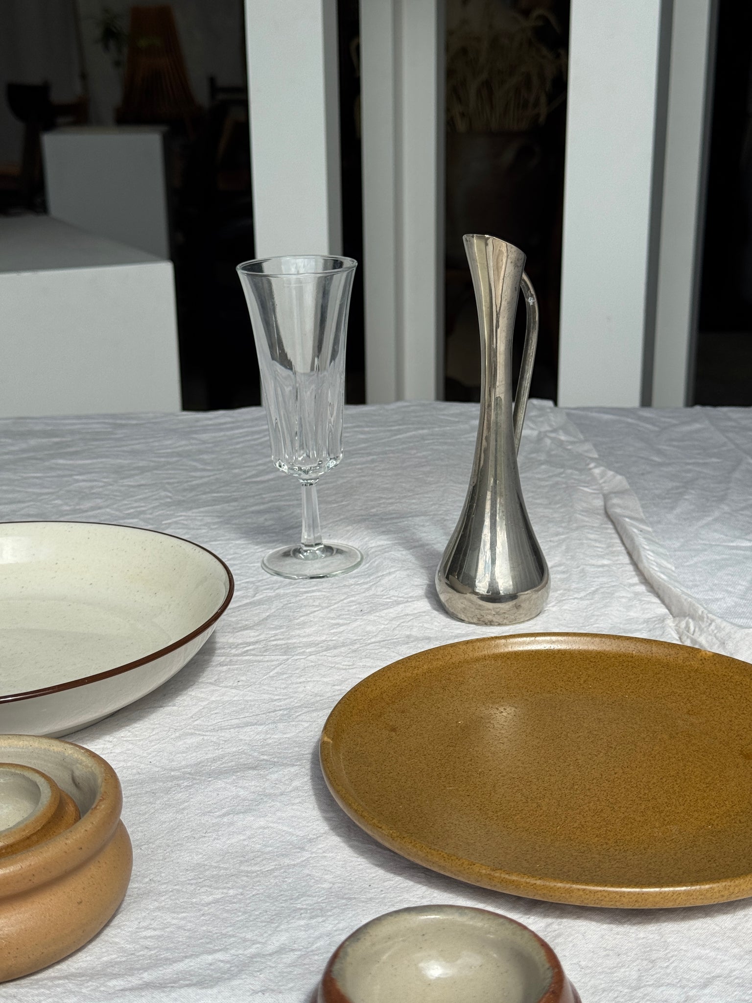 Lot de 3 assiettes à dessert en grès marron Sarreguemines D19,5
