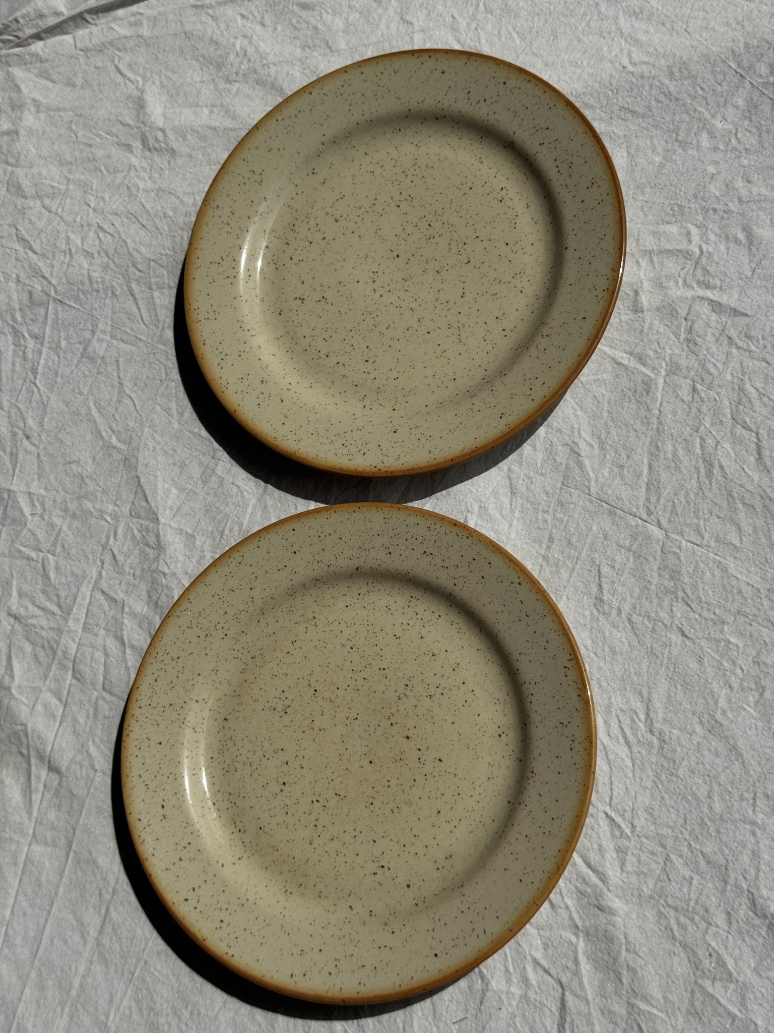 Lot de 2 assiettes en grès blanc moucheté D24,5
