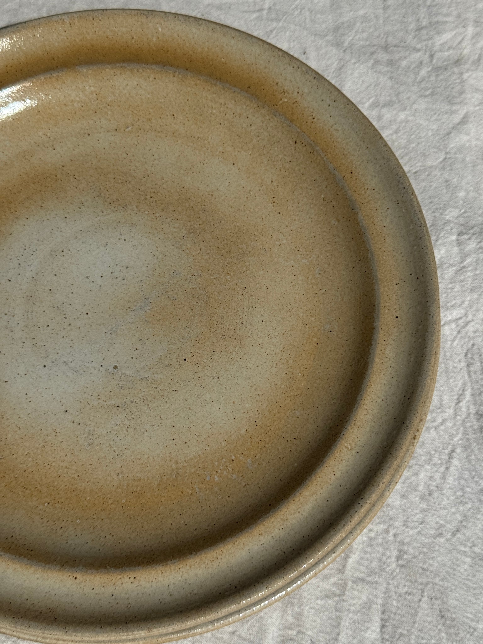 Lot de 3 assiettes en grès beige gris D25
