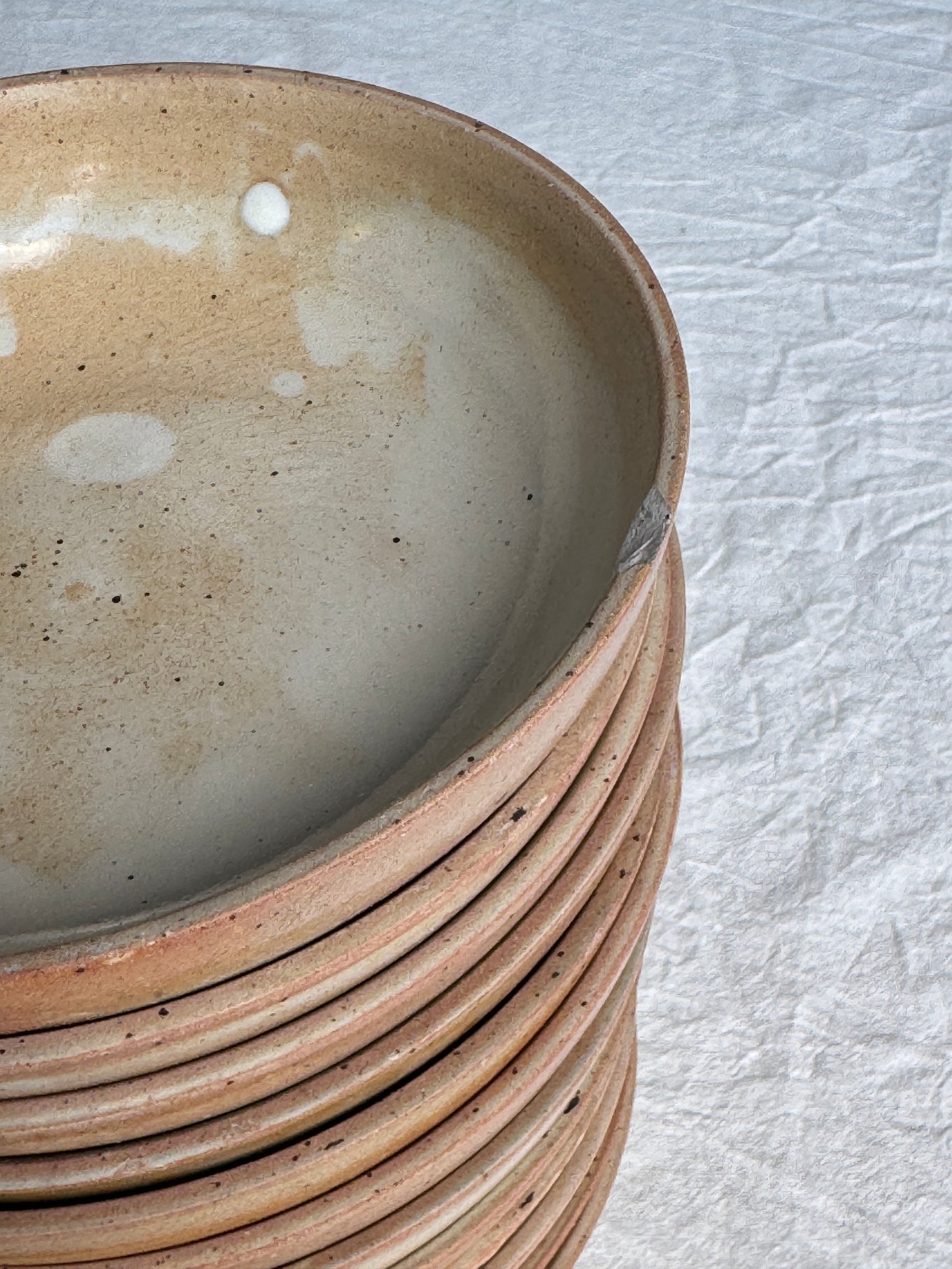 Lot de 12 assiettes creuses en grès beige D19,5