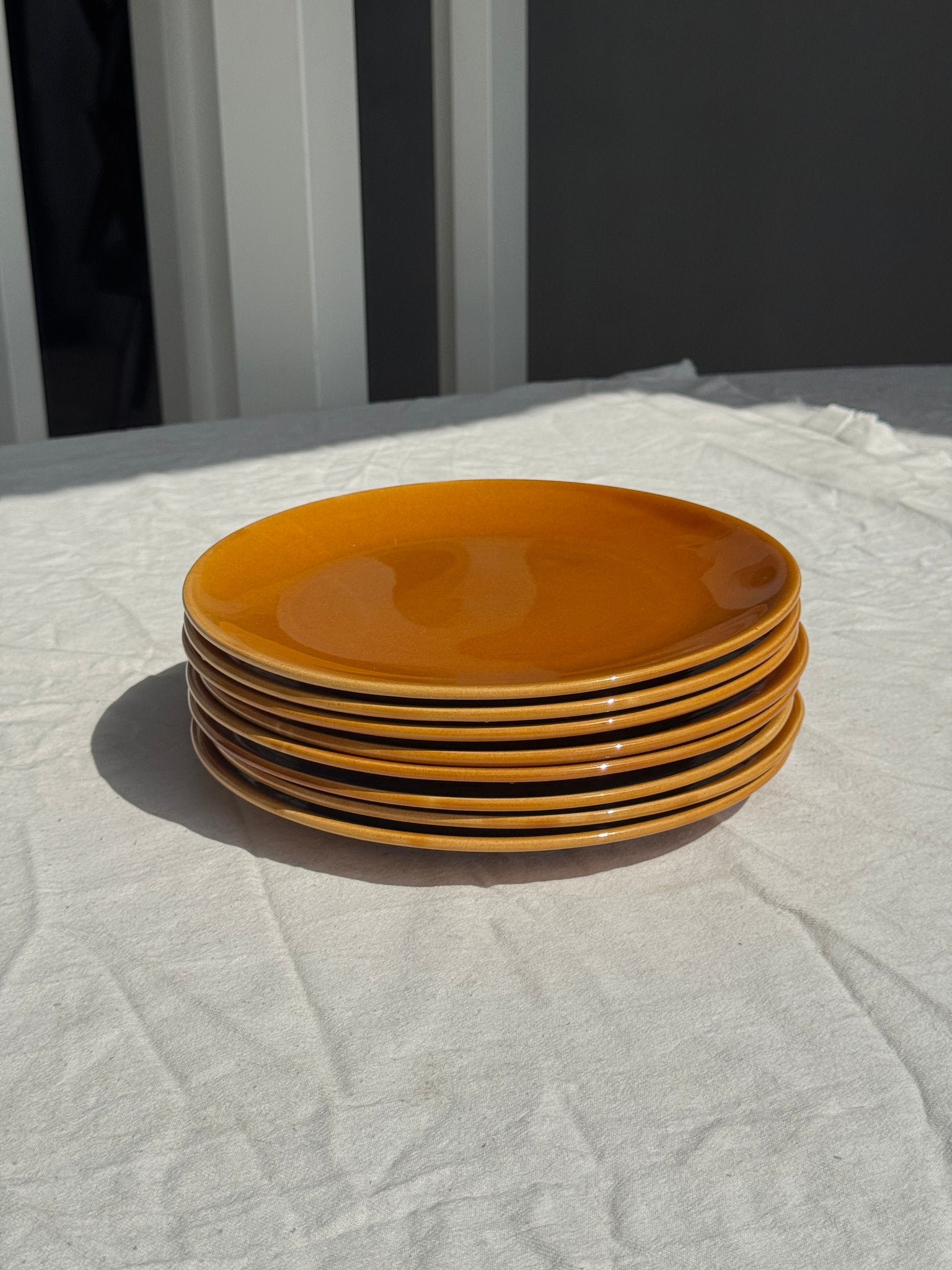 Lot de 8 assiettes en céramique orange D24,5