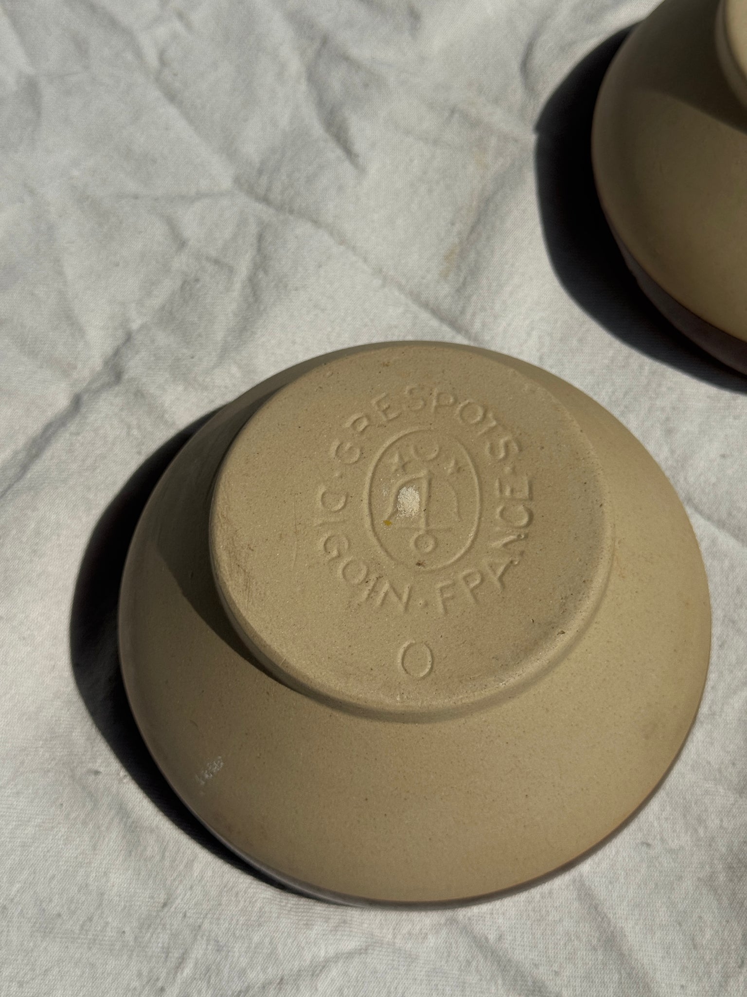 Lot de 3 bols beige bande brune Digoin Sarreguemines D13,5