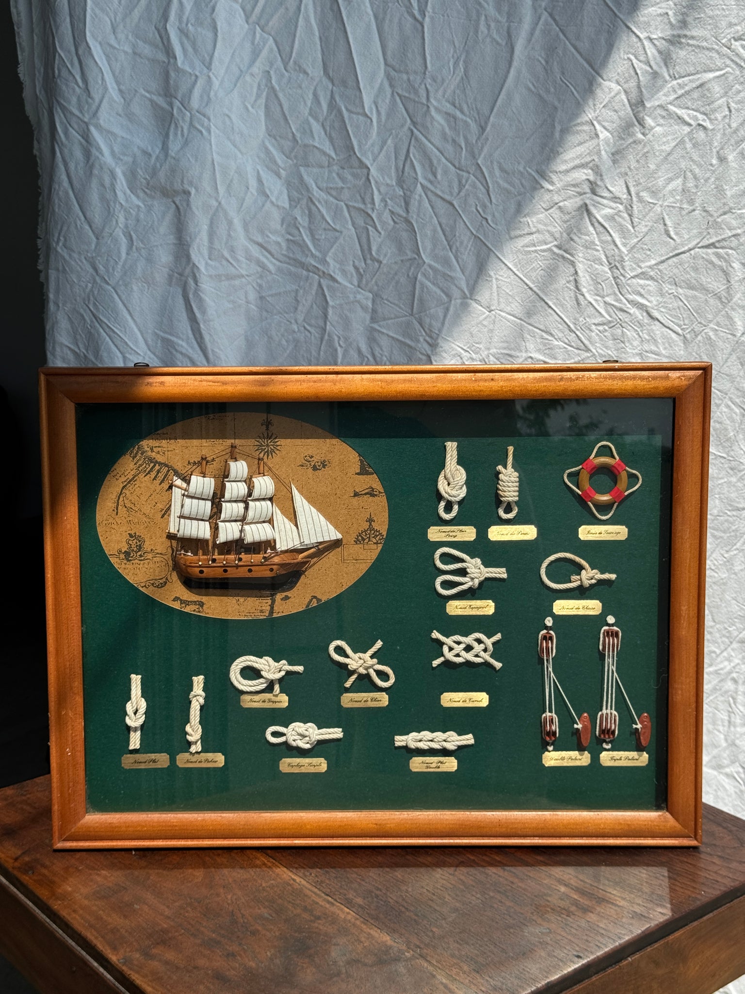 Cadre Diorama bateaux et nœuds 54 x 40