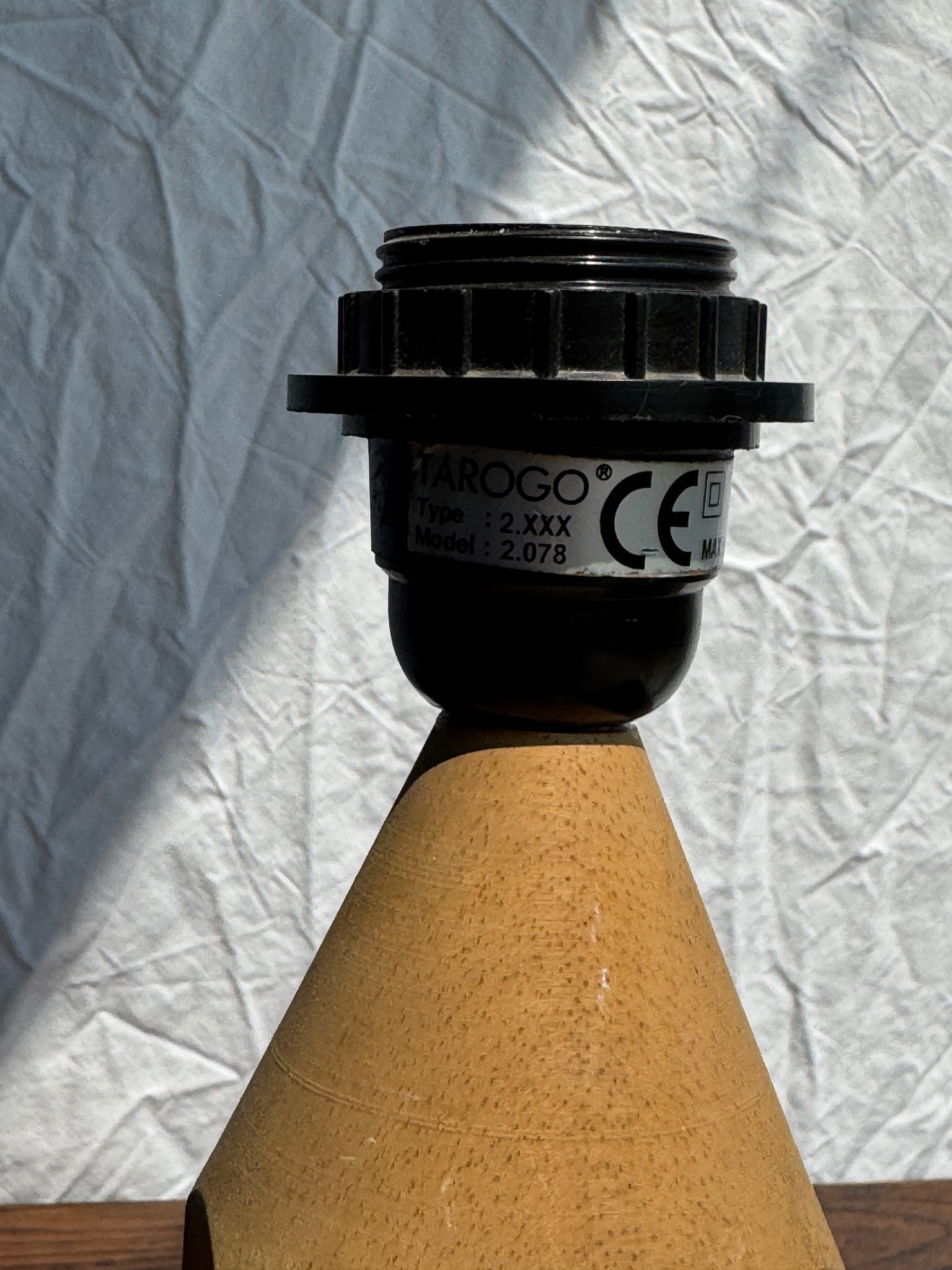 Pied de lampe crayon bois naturel Tarogo vintage H27,5