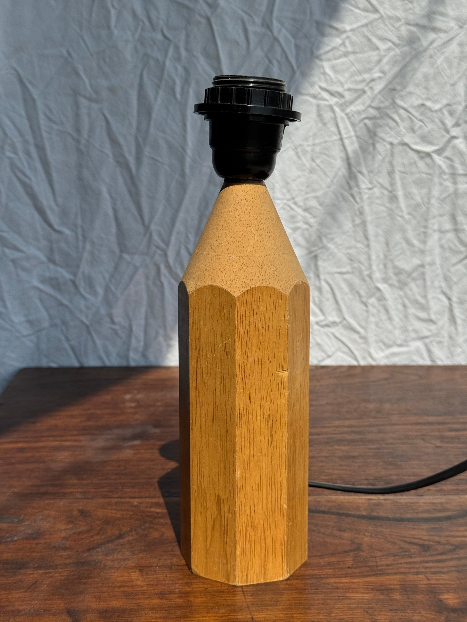 Pied de lampe crayon bois naturel Tarogo vintage H27,5