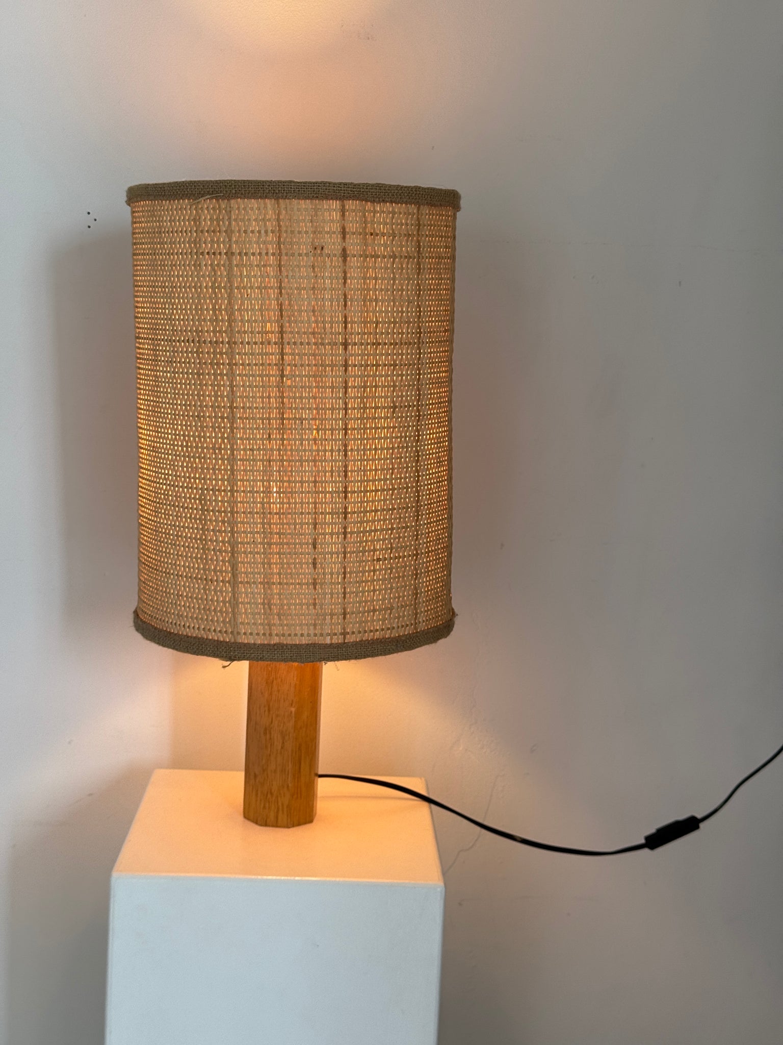 Pied de lampe crayon bois naturel Tarogo vintage H27,5