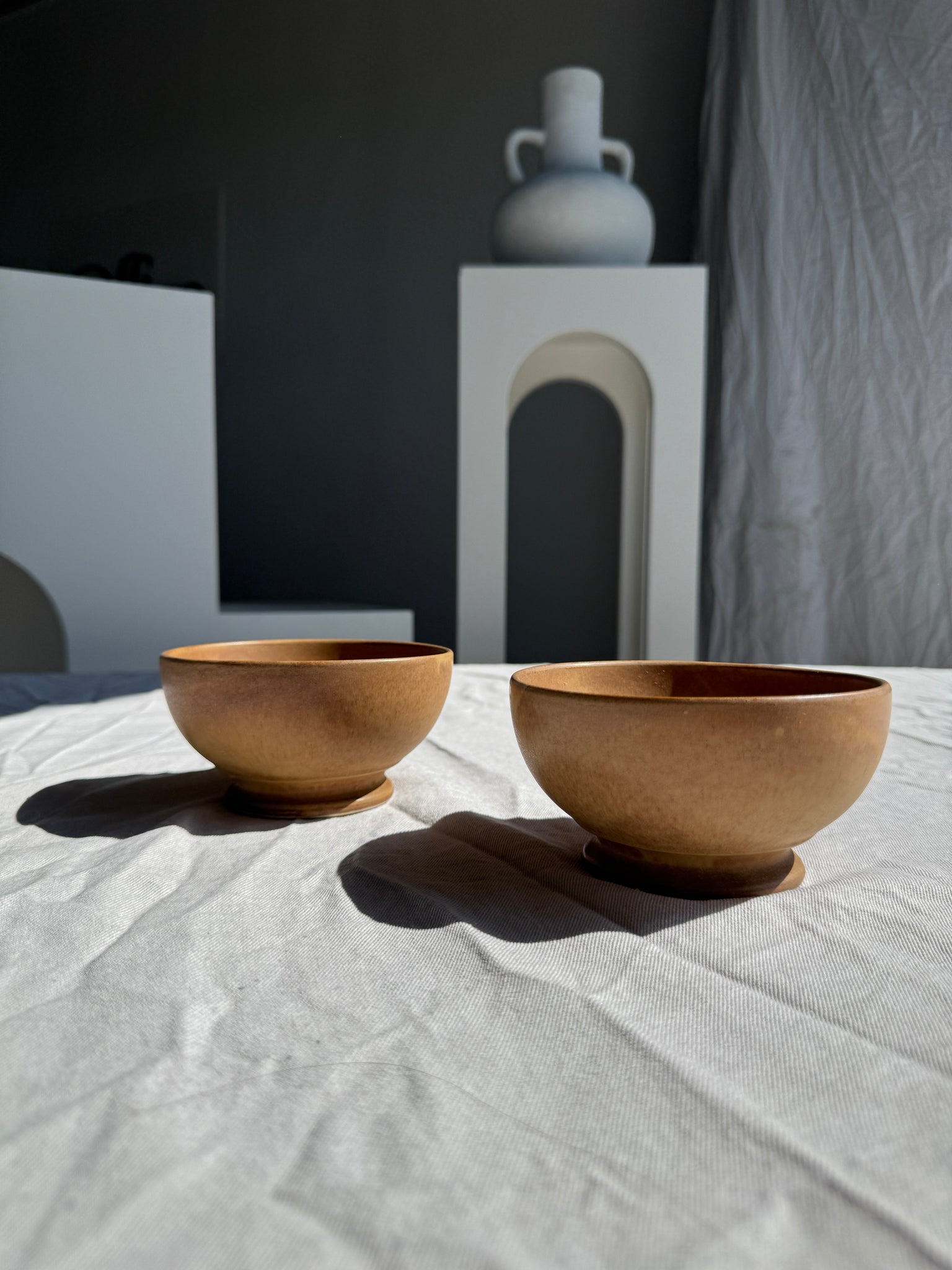 Lot de 2 petits bols piedouche en grès D13,5