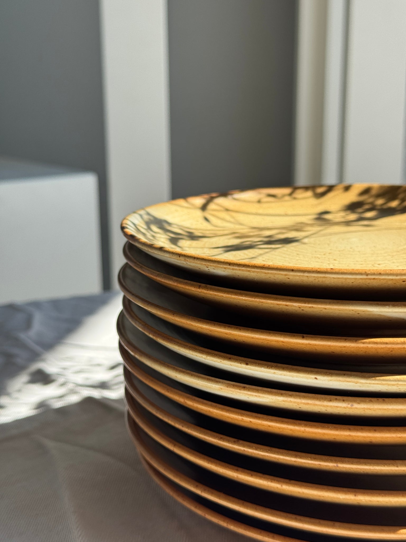 Lot de 12 assiettes à dessert en grès Village France