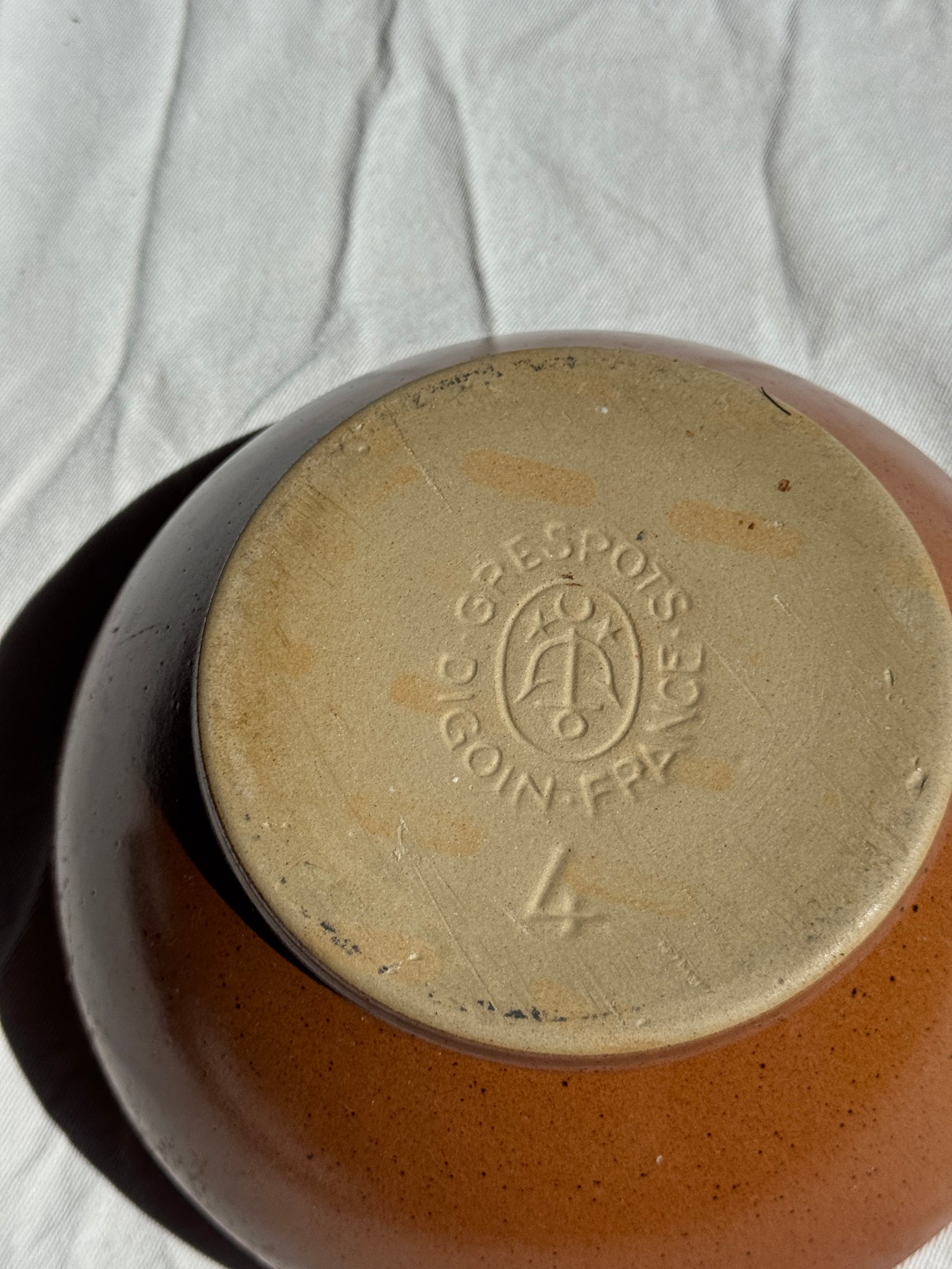 Grand bol en grès Digoin Grès Pots France brun orange D21