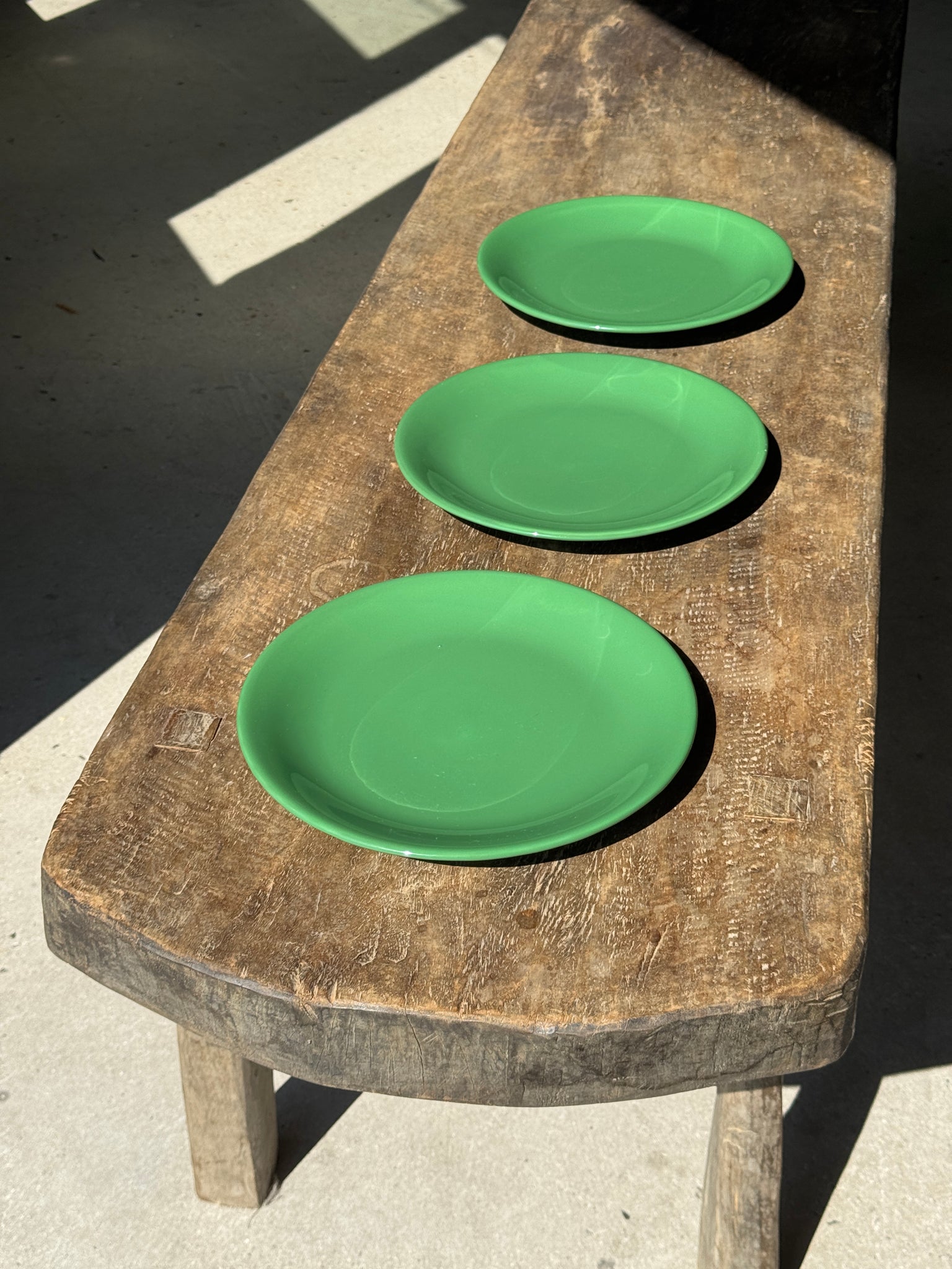 Lot de 3 grandes assiettes vertes plates italiennes D28,5