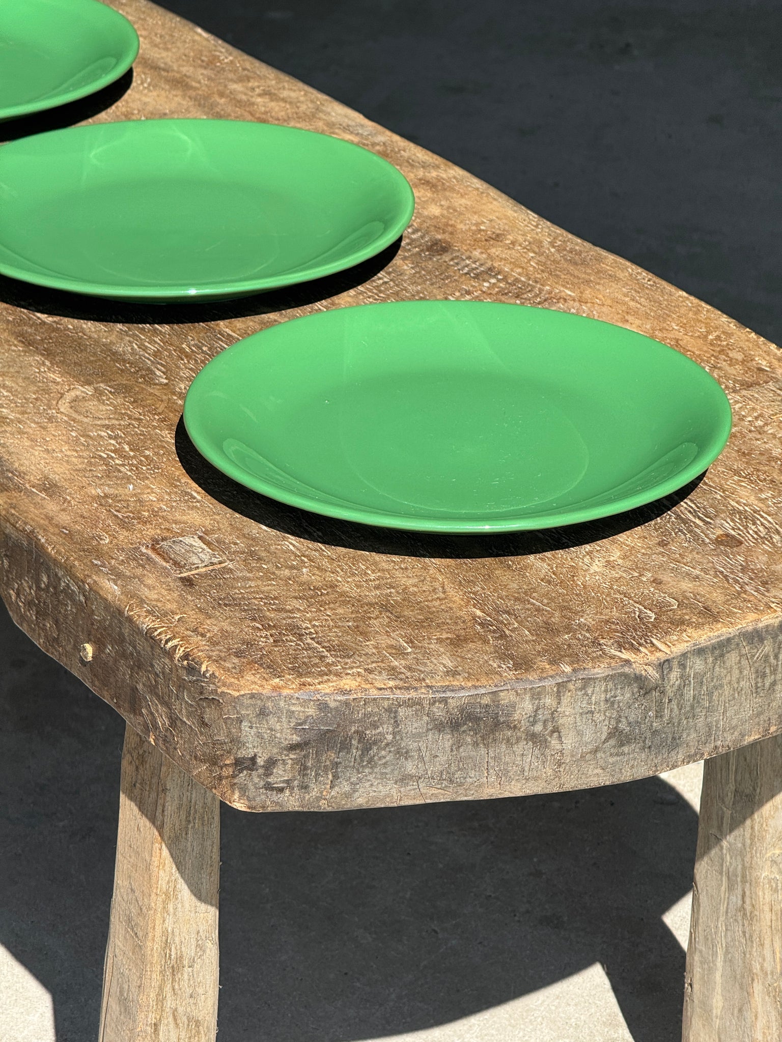 Lot de 3 grandes assiettes vertes plates italiennes D28,5
