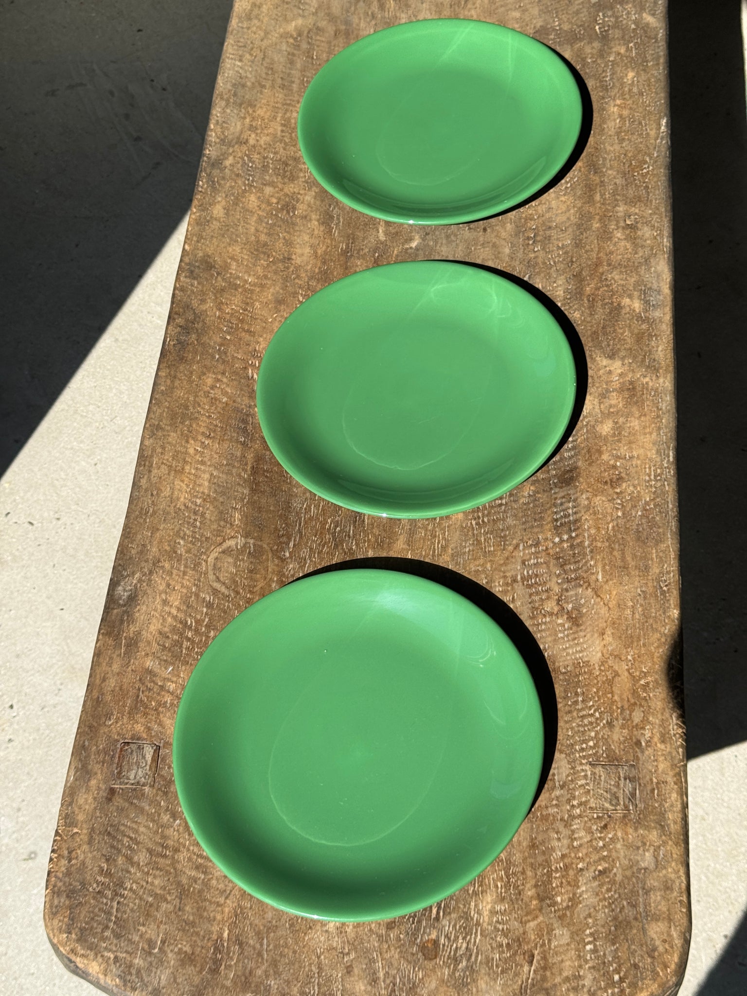 Lot de 3 grandes assiettes vertes plates italiennes D28,5