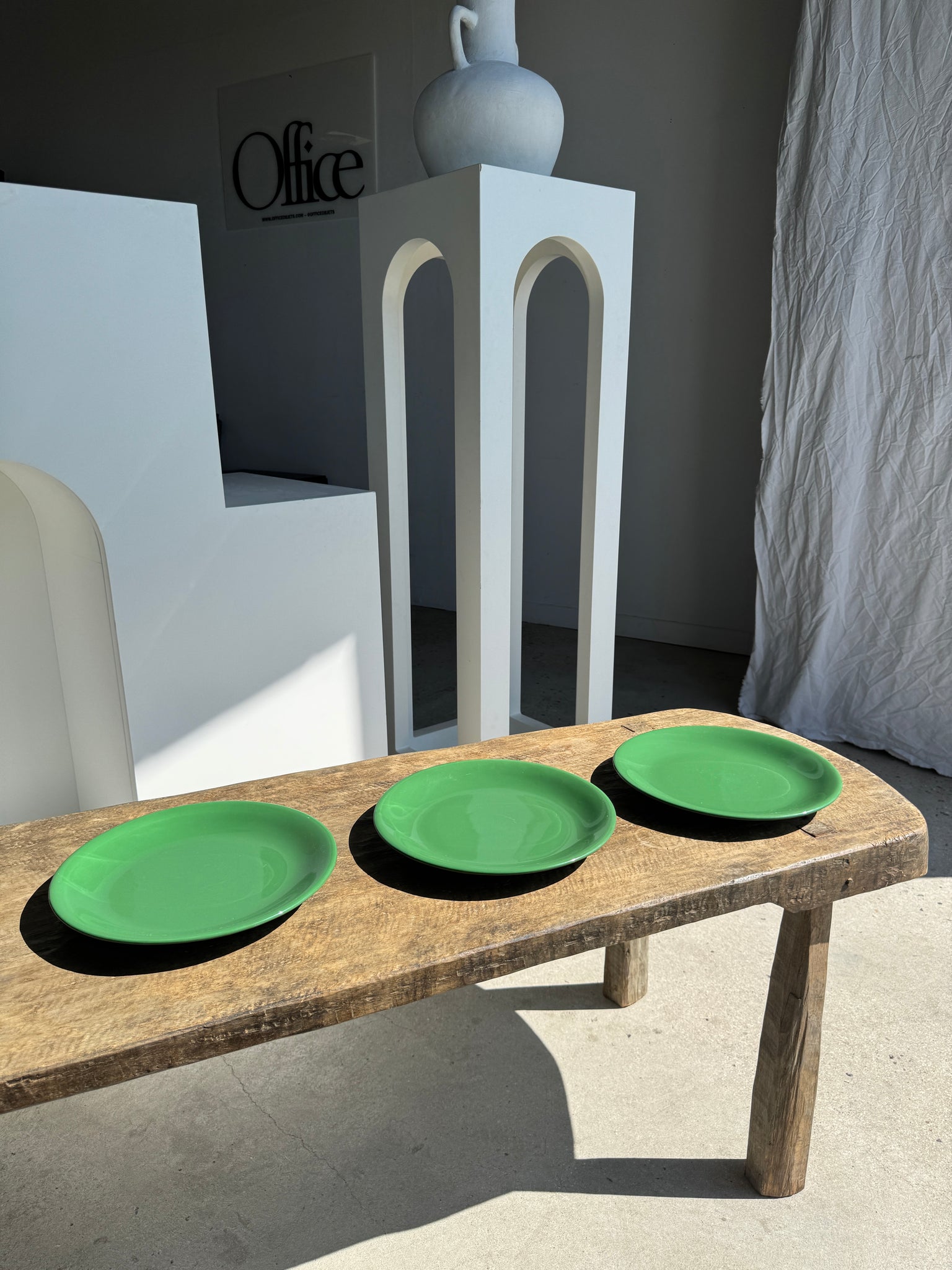 Lot de 3 grandes assiettes vertes plates italiennes D28,5