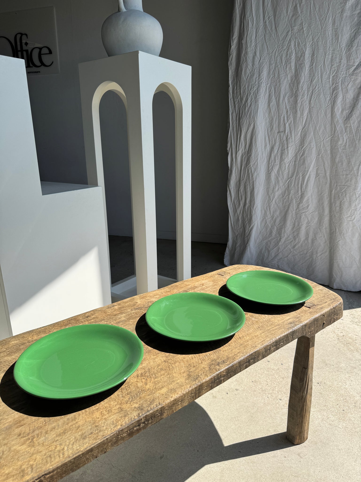 Lot de 3 grandes assiettes vertes plates italiennes D28,5