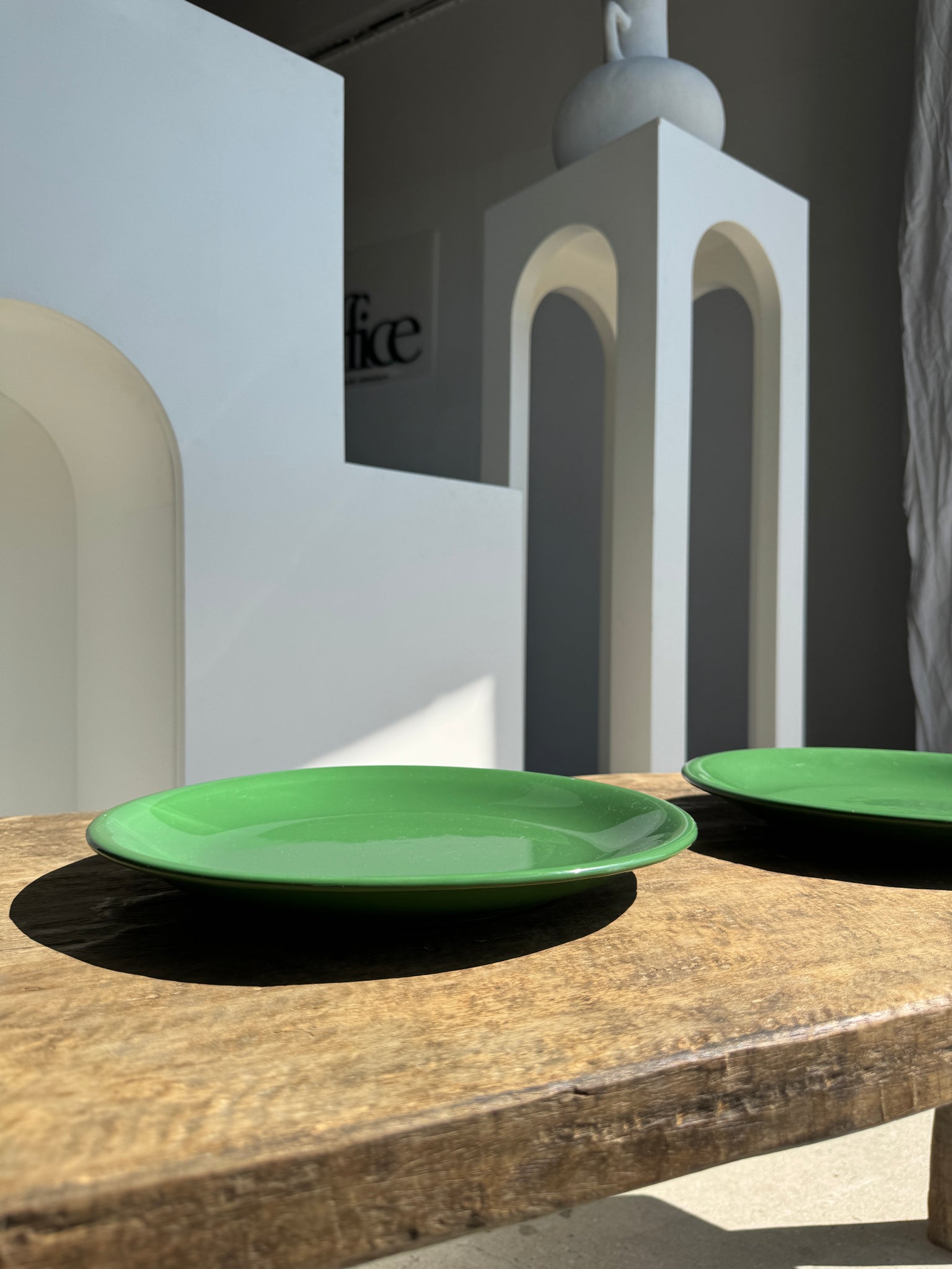 Lot de 3 grandes assiettes vertes plates italiennes D28,5