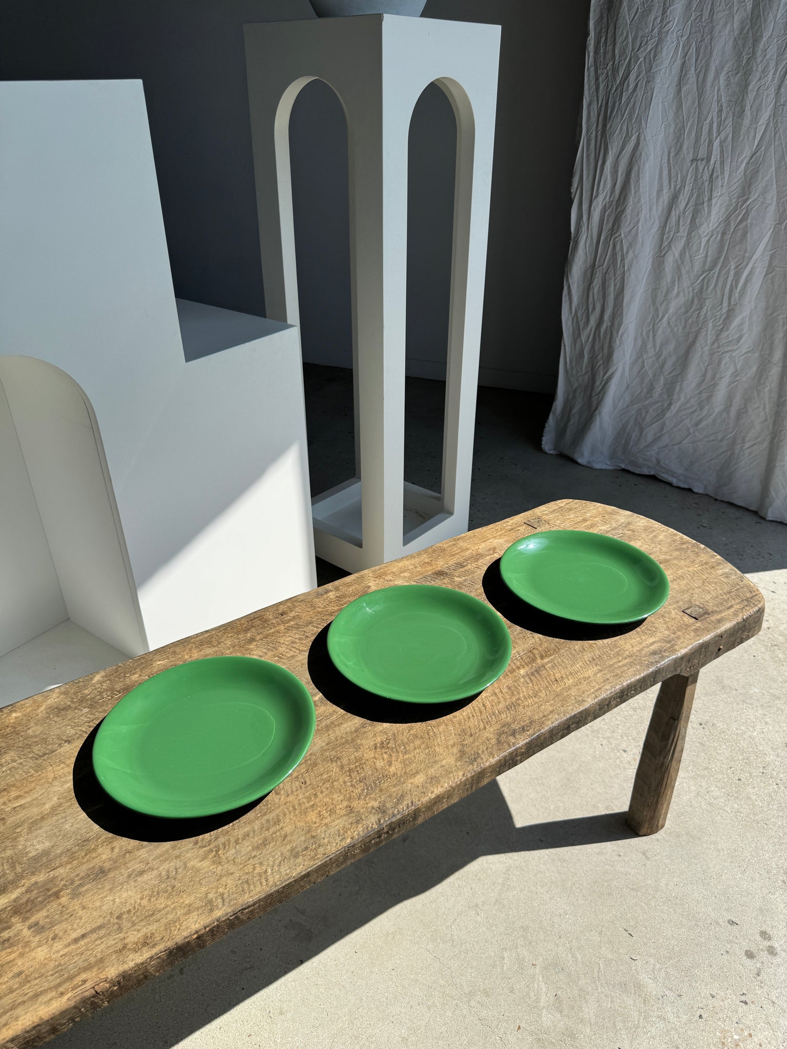 Lot de 3 grandes assiettes vertes plates italiennes D28,5