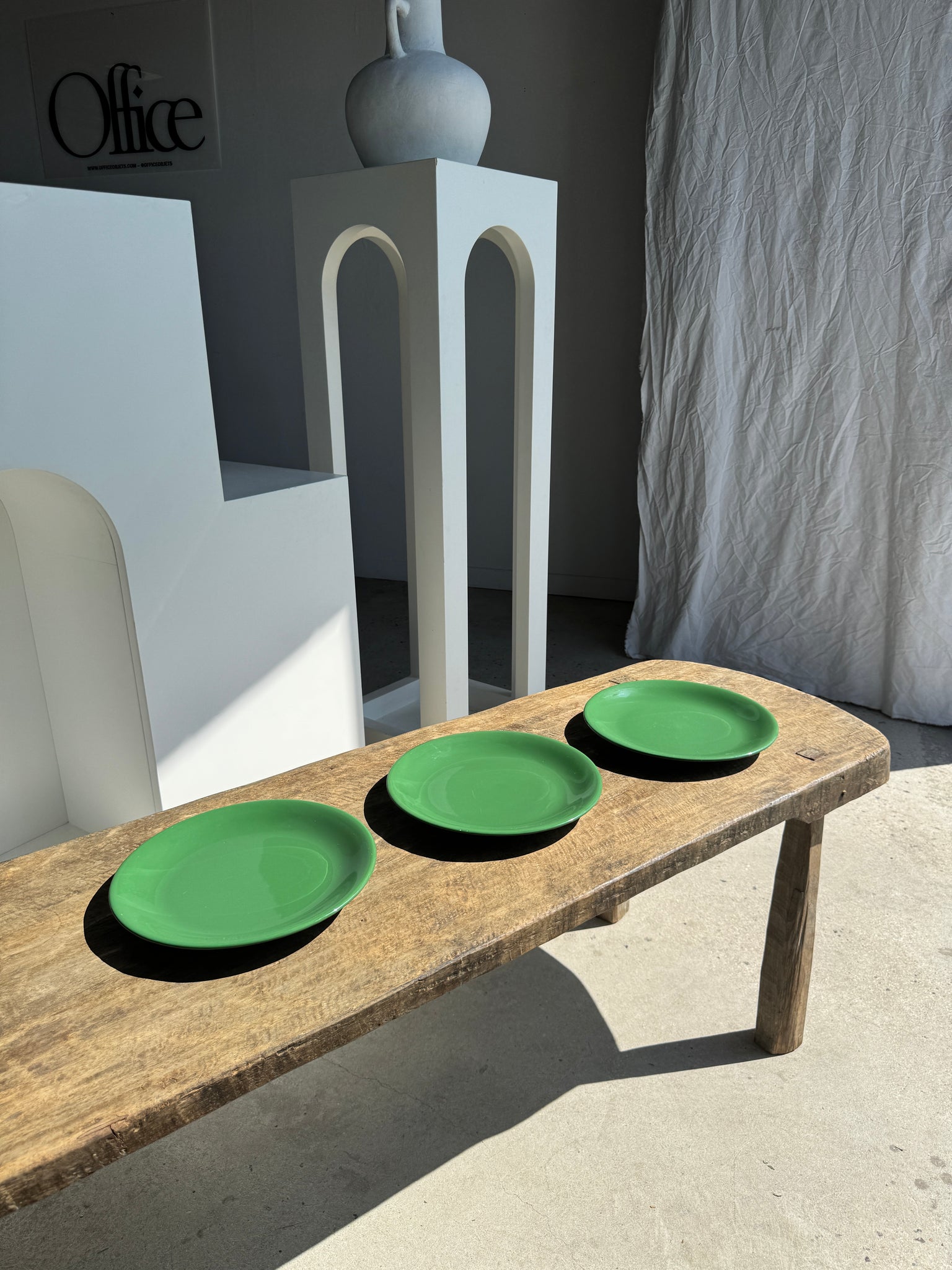Lot de 3 grandes assiettes vertes plates italiennes D28,5