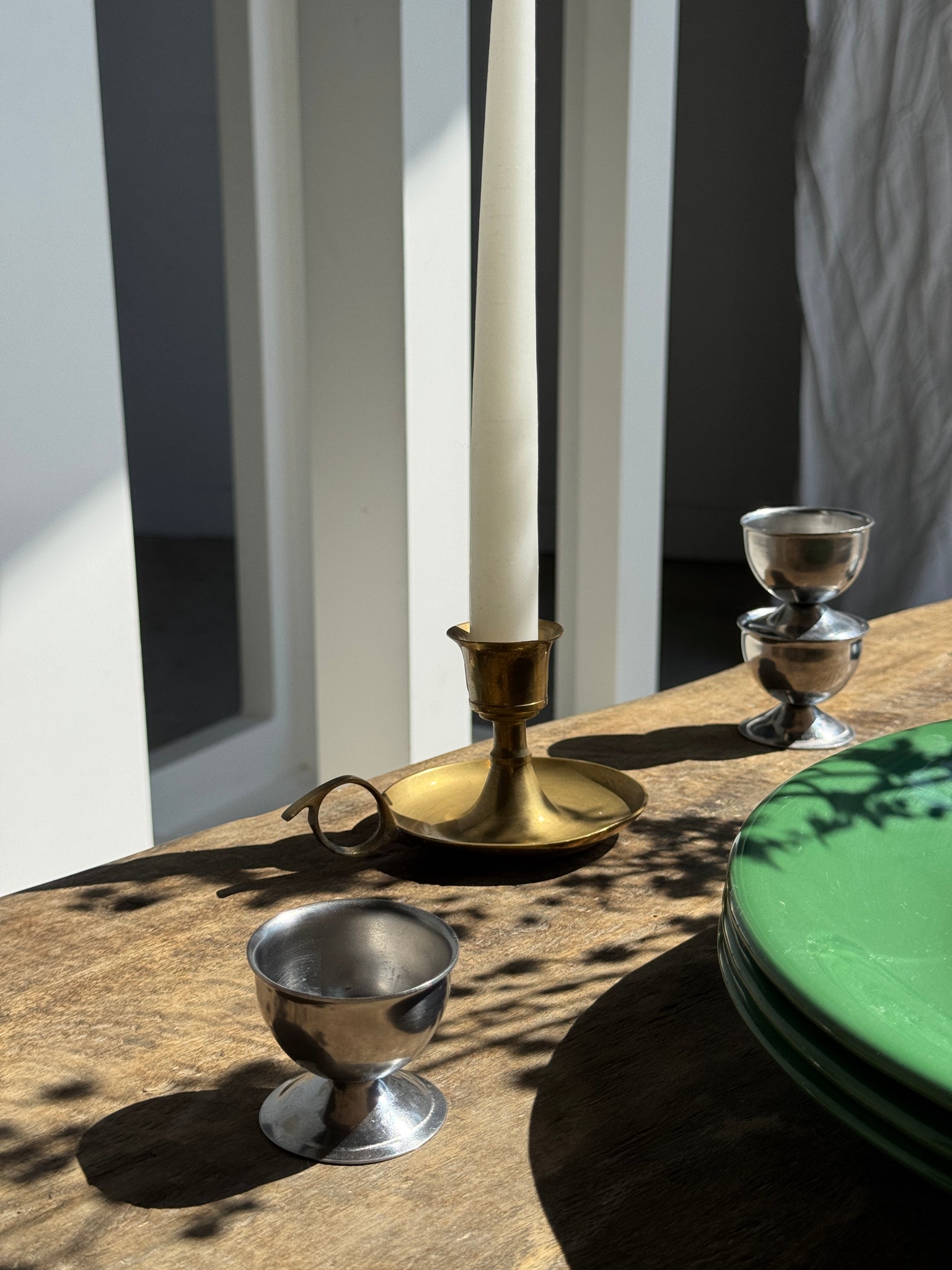 Petit bougeoir à main doré ancien H7
