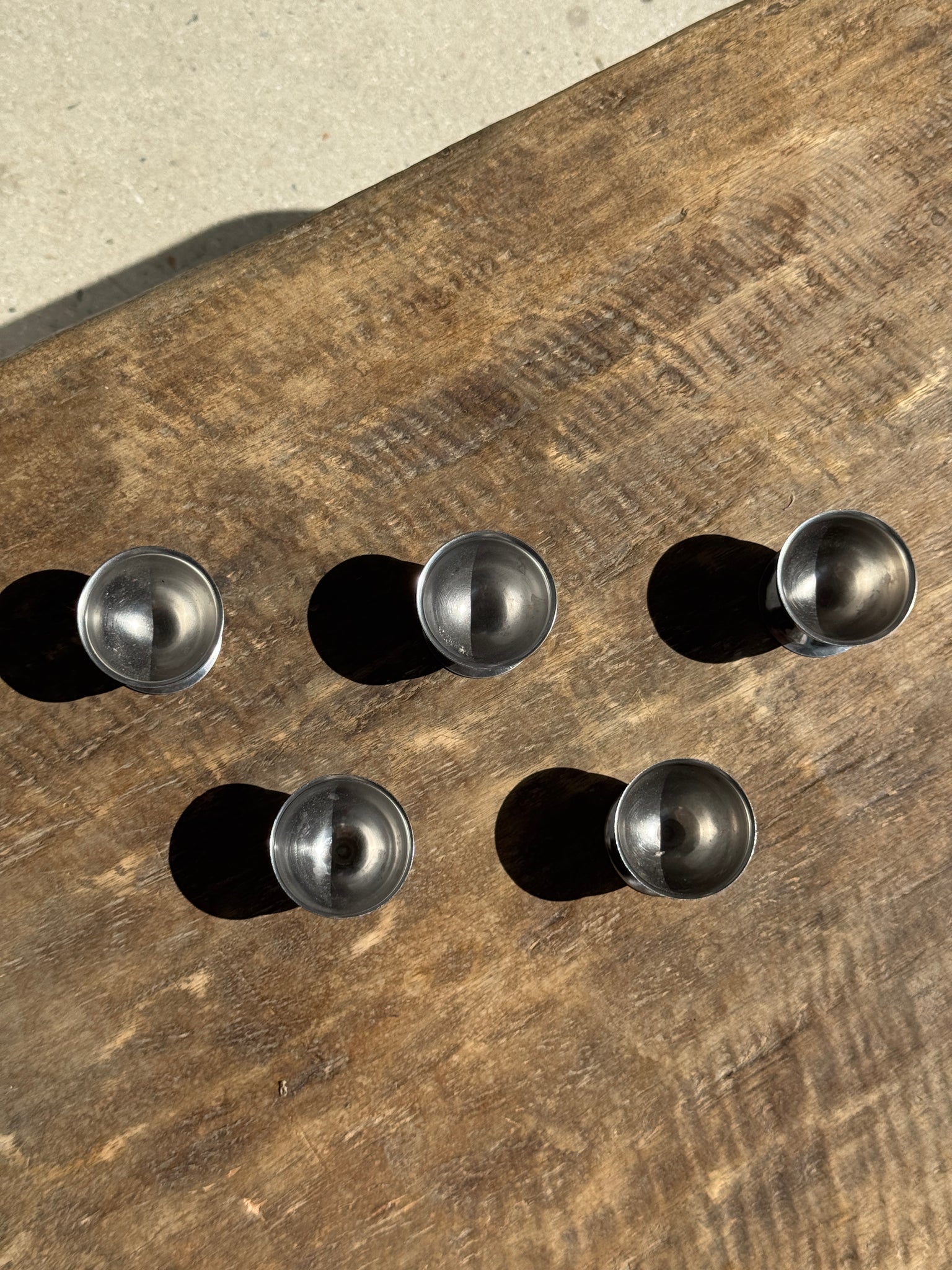 Lot de 5 coquetiers vintage en métal argenté en inox made in France GD