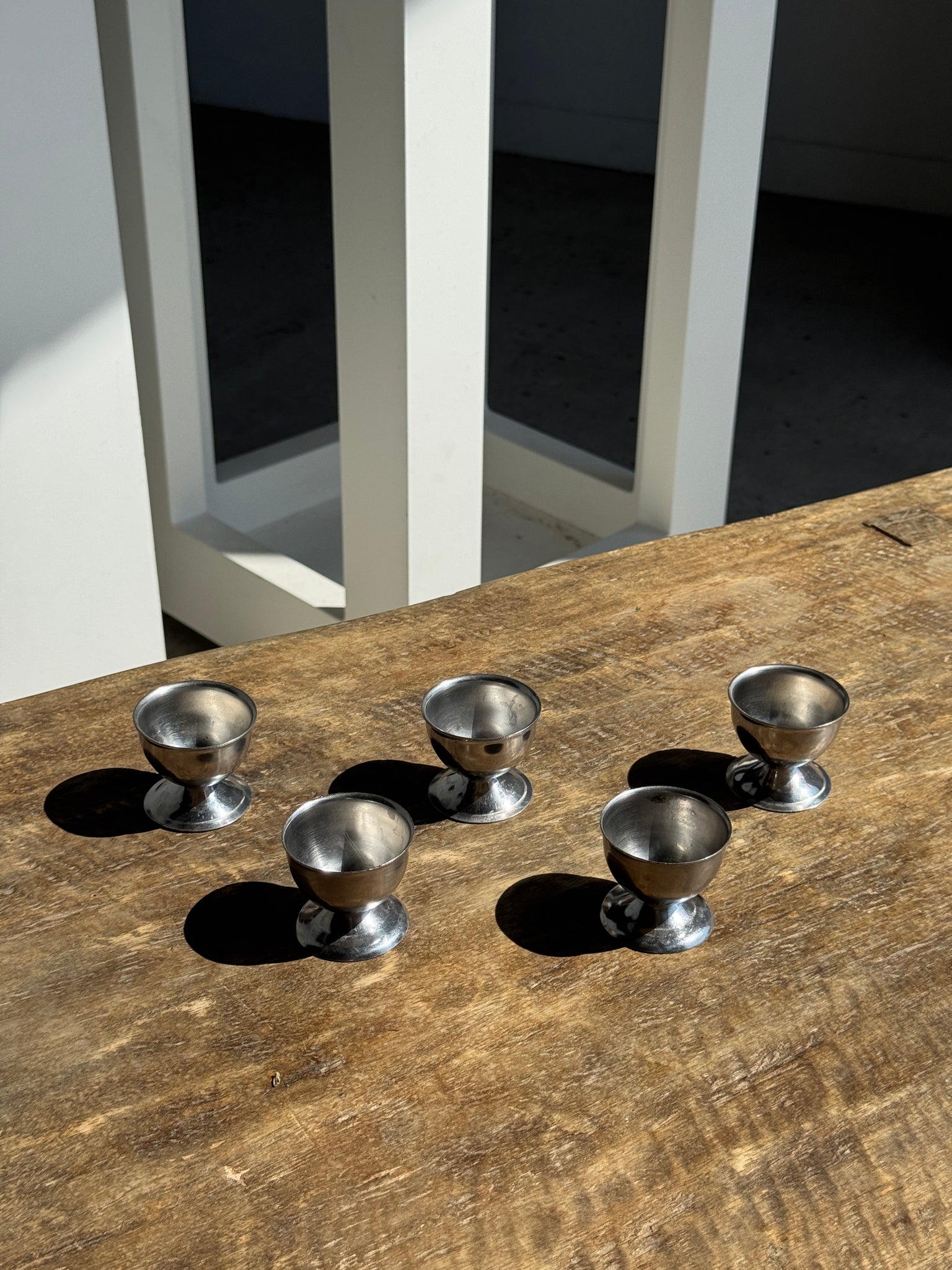 Lot de 5 coquetiers vintage en métal argenté en inox made in France GD