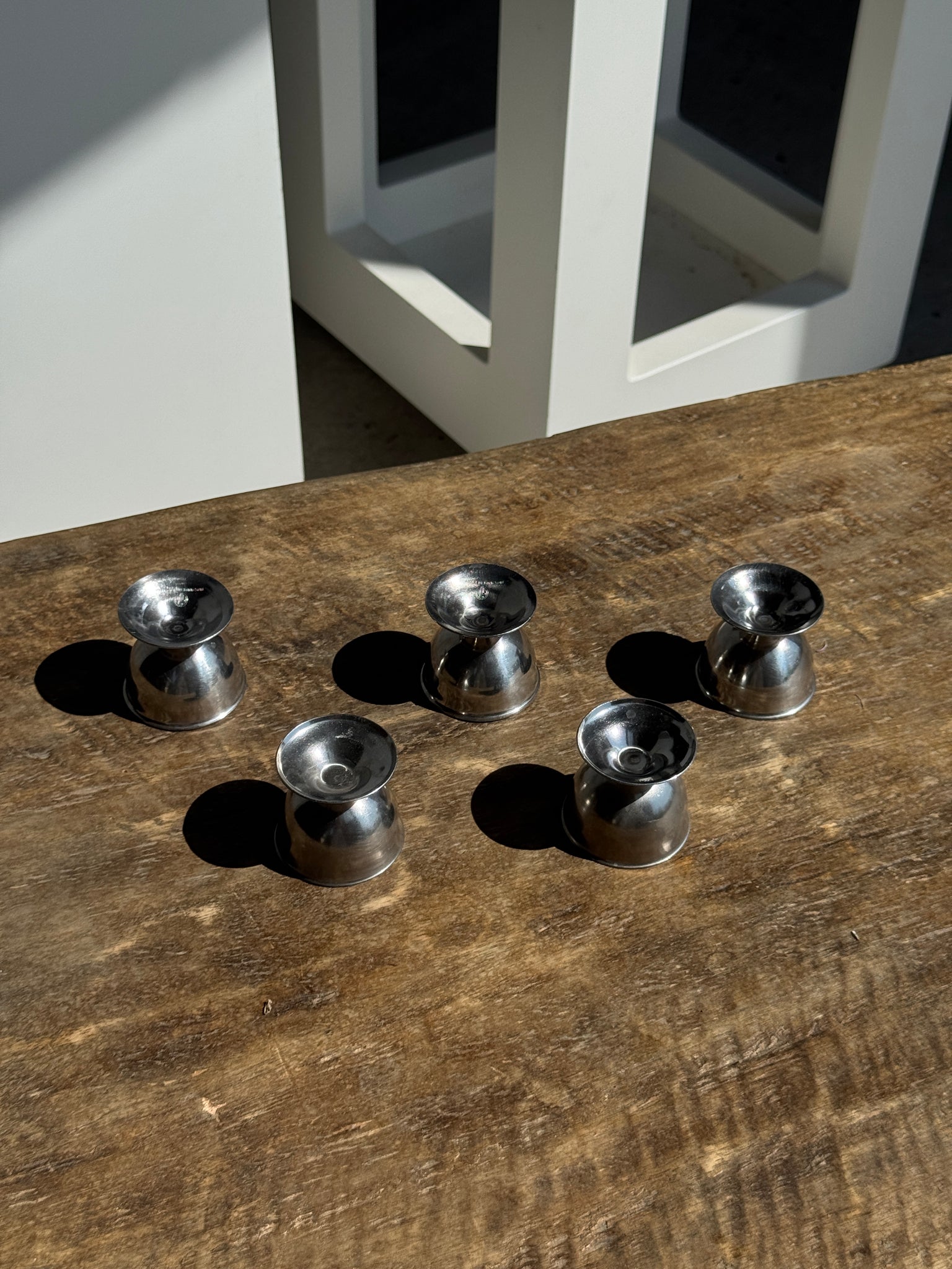 Lot de 5 coquetiers vintage en métal argenté en inox made in France GD
