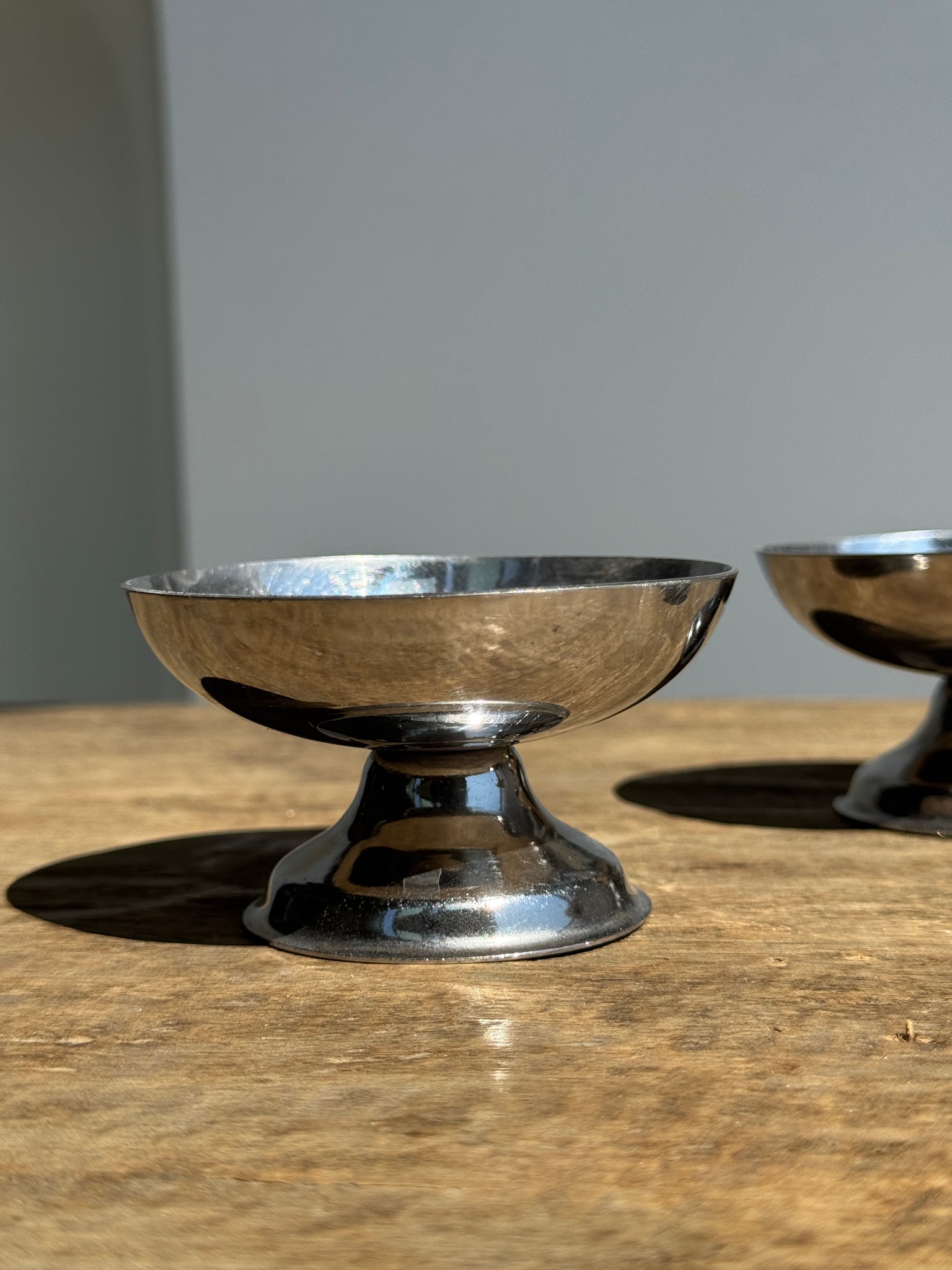 Lot de 6 petites coupes à glace bistrot en métal argenté D9