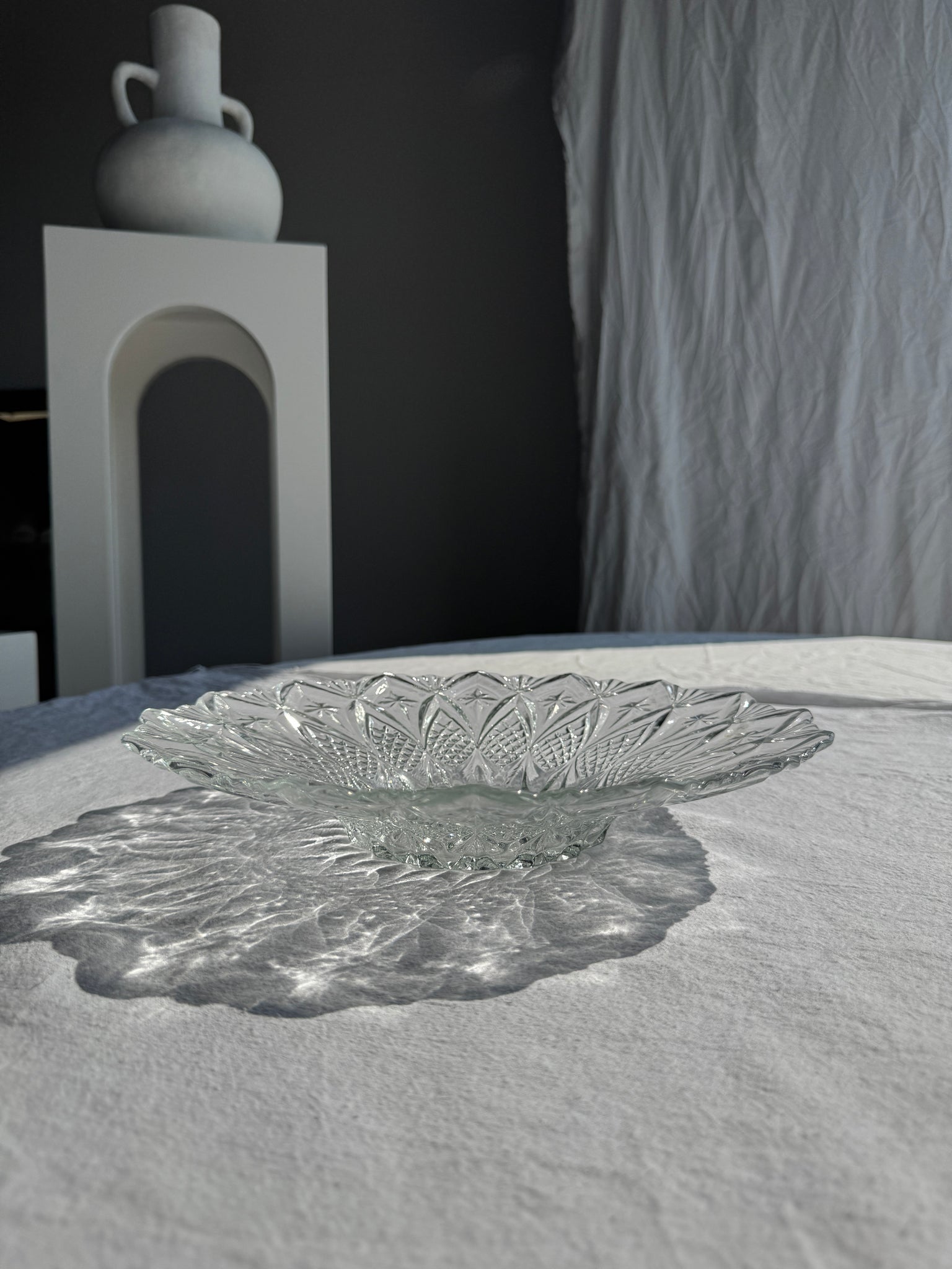 Coupe à fruits ou saladier évasé en pointes de diamant vintage D31