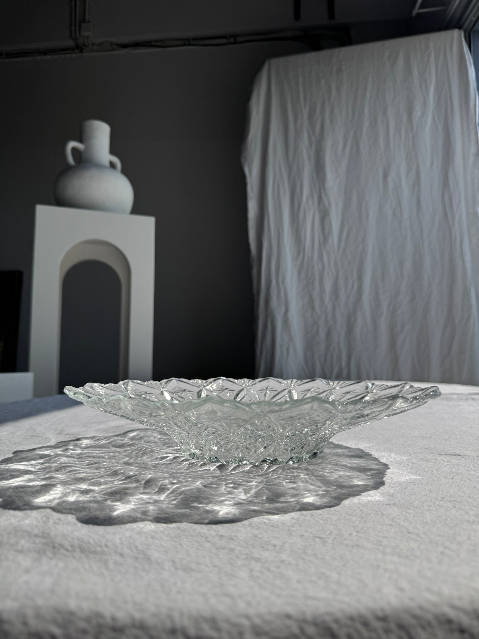 Coupe à fruits ou saladier évasé en pointes de diamant vintage D31