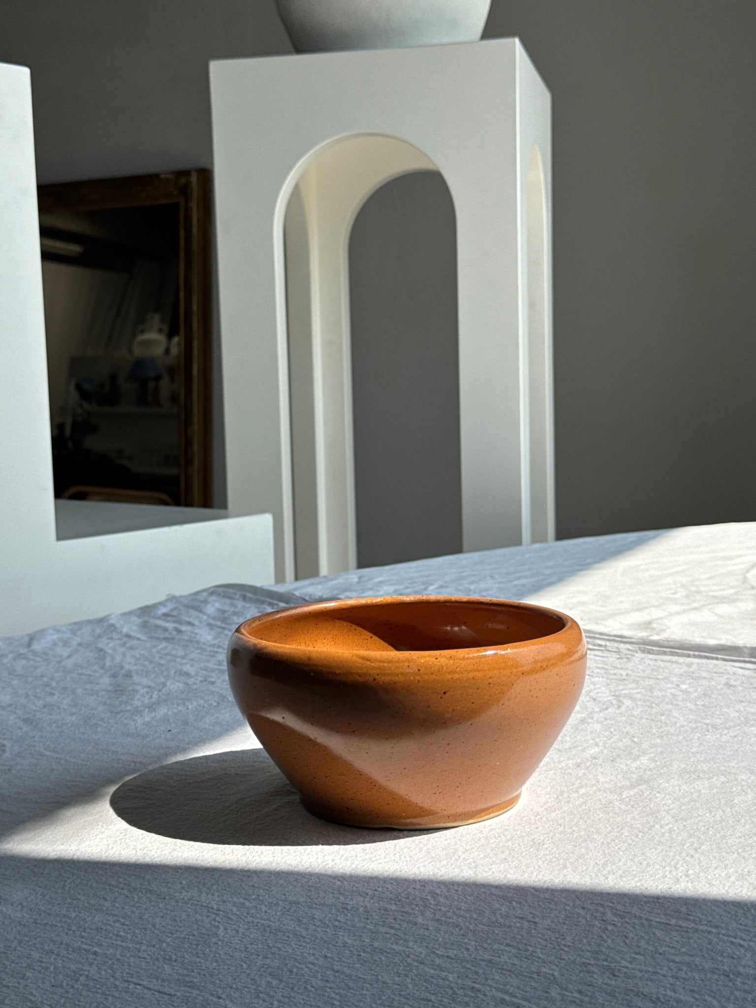 Moyen bol en grès Digoin Grès Pots France brun orange D17