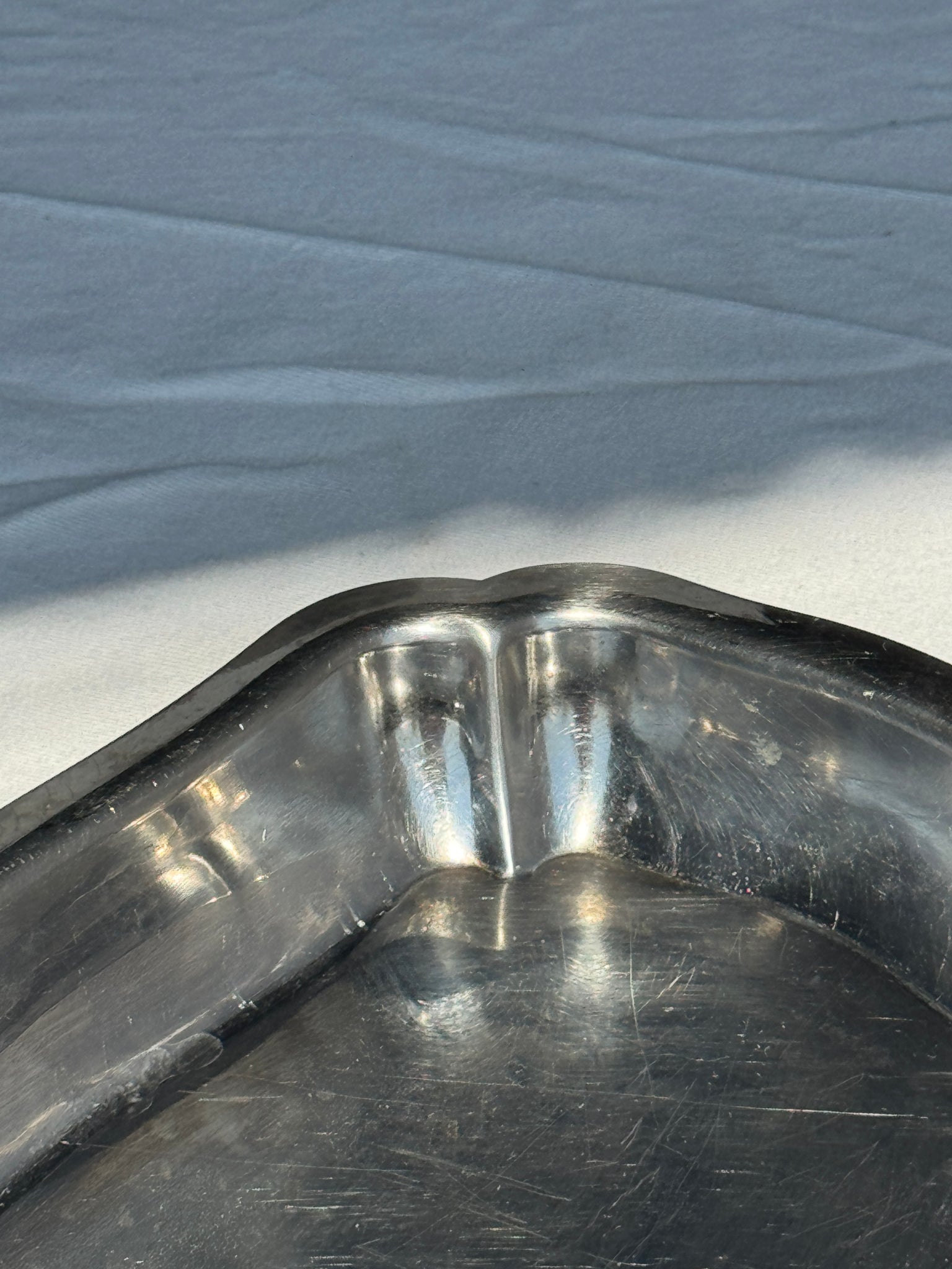 Plat de service en métal argenté ovale rectangulaire bords haut 30,5 x 21