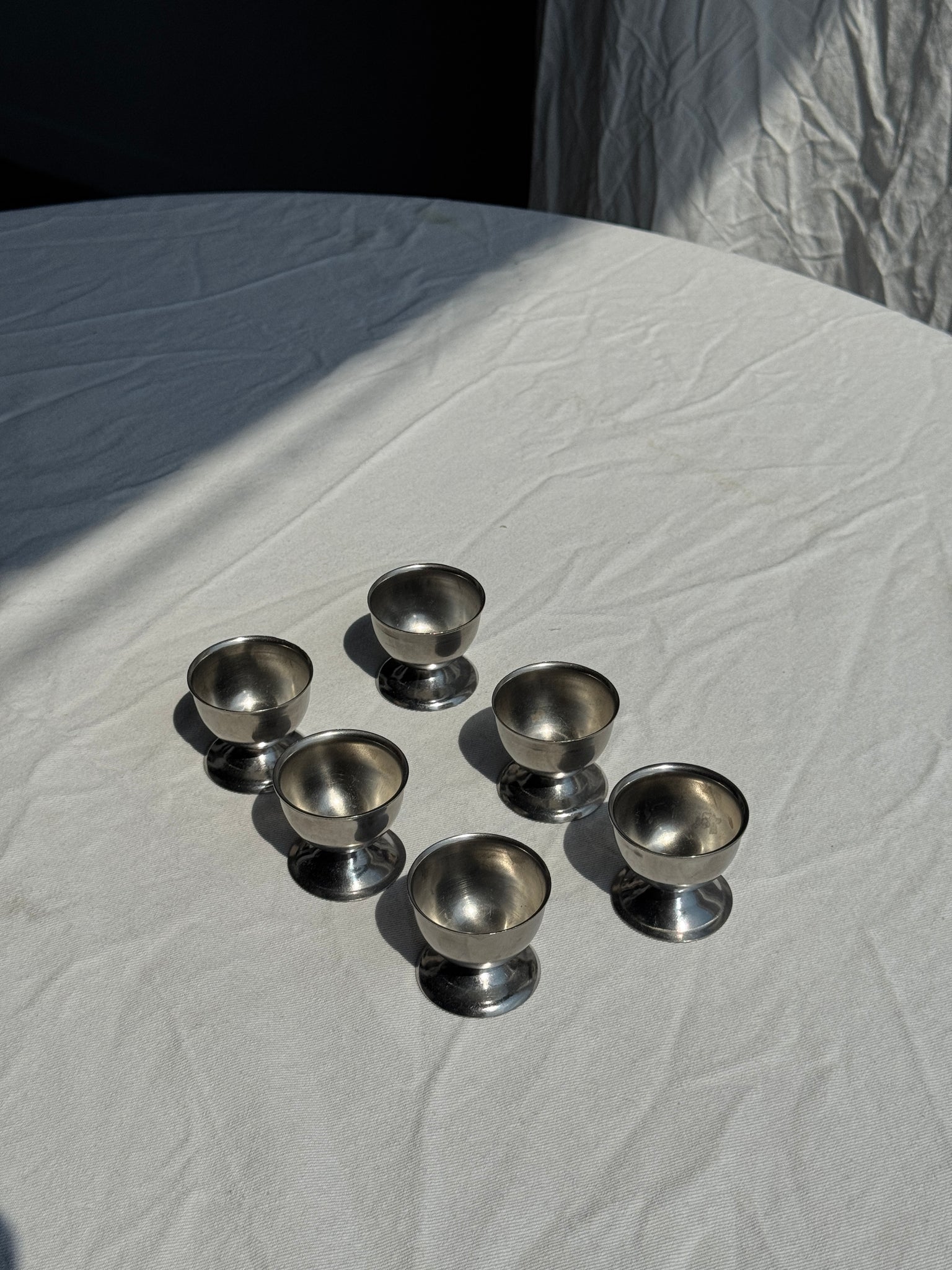 Lot de 6 coquetiers en métal argenté en inox vintage