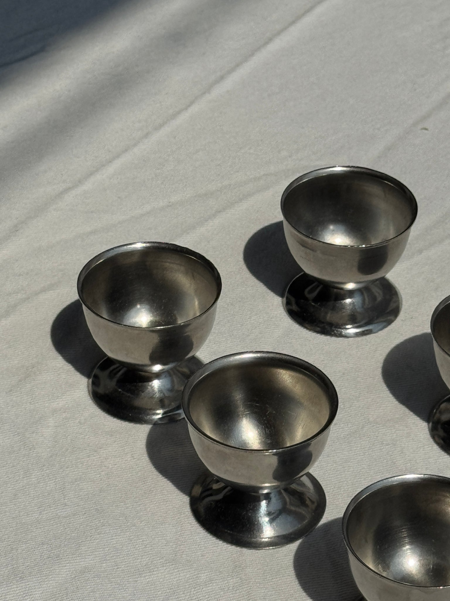 Lot de 6 coquetiers en métal argenté en inox vintage