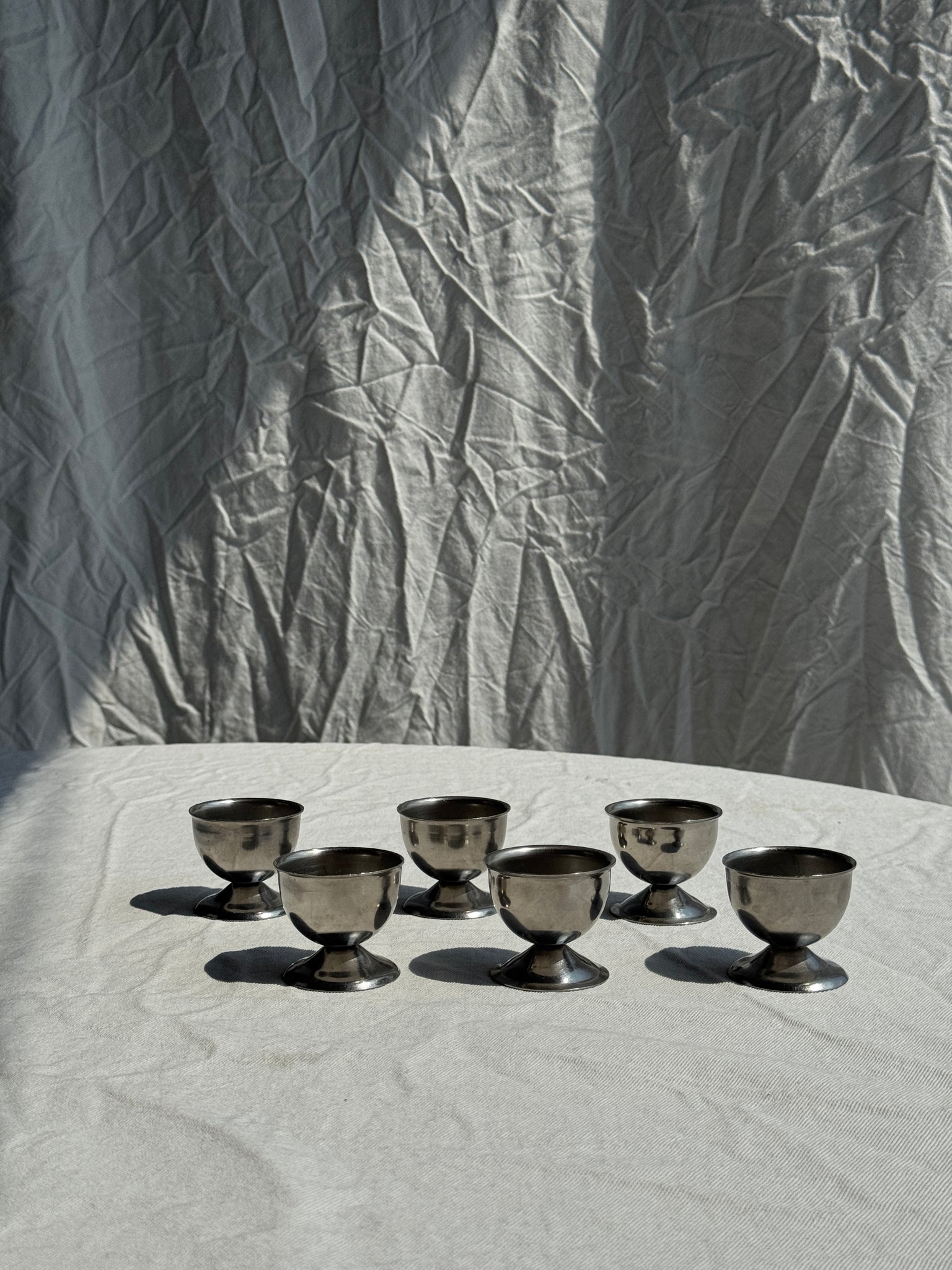 Lot de 6 coquetiers en métal argenté en inox vintage