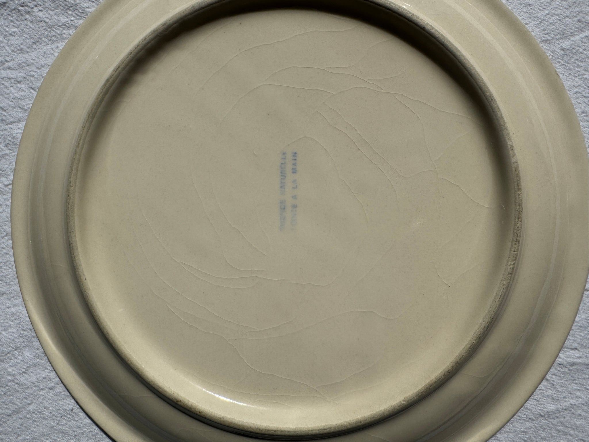 Lot de 8 assiettes plates blanches liseré bleu vintage D23,5