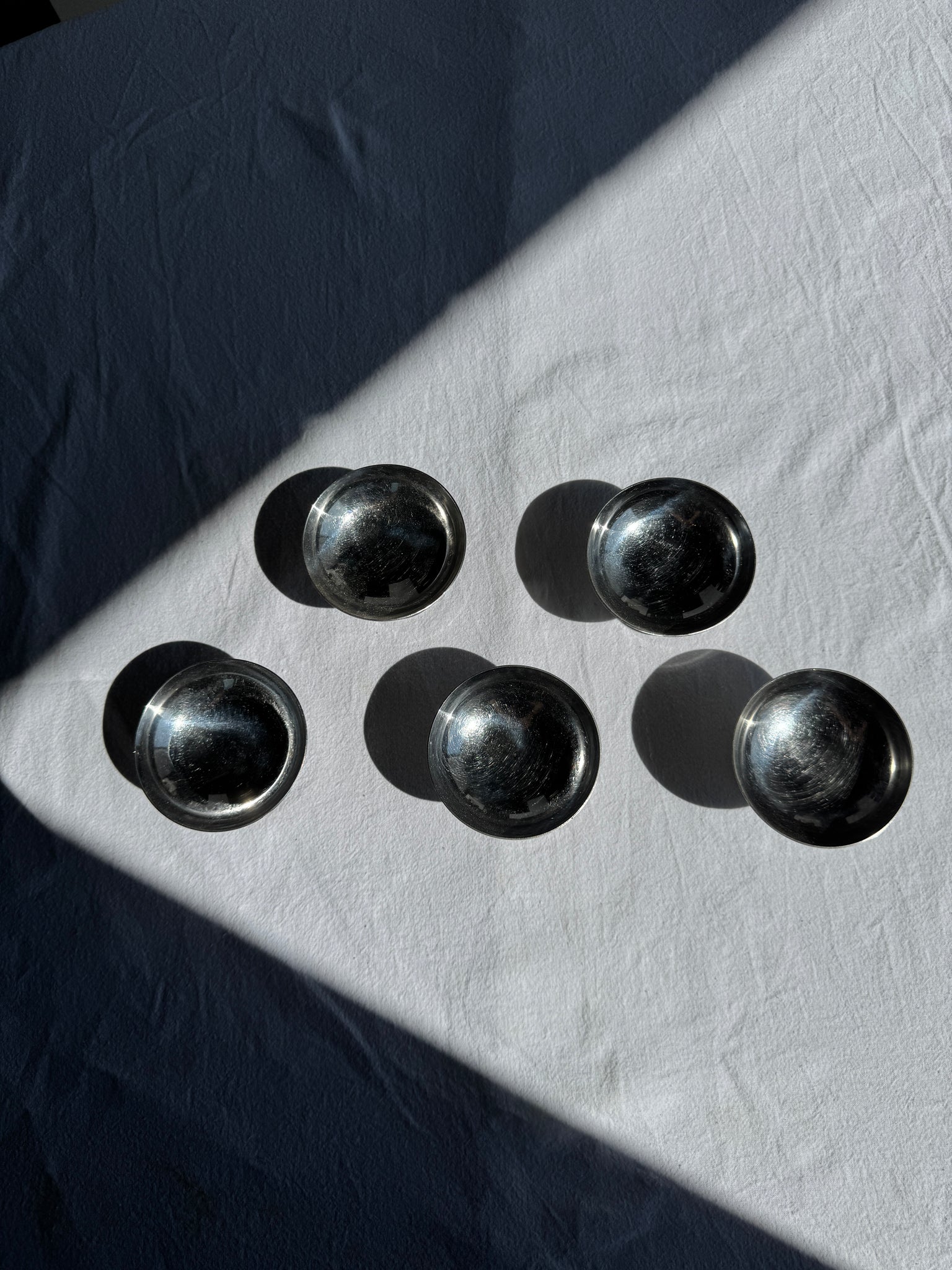 Lot de 5 petites coupes à glace vintage en métal argenté H5 D9