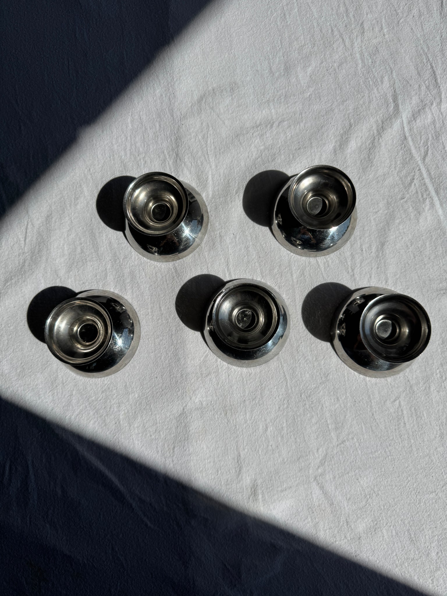 Lot de 5 petites coupes à glace vintage en métal argenté H5 D9