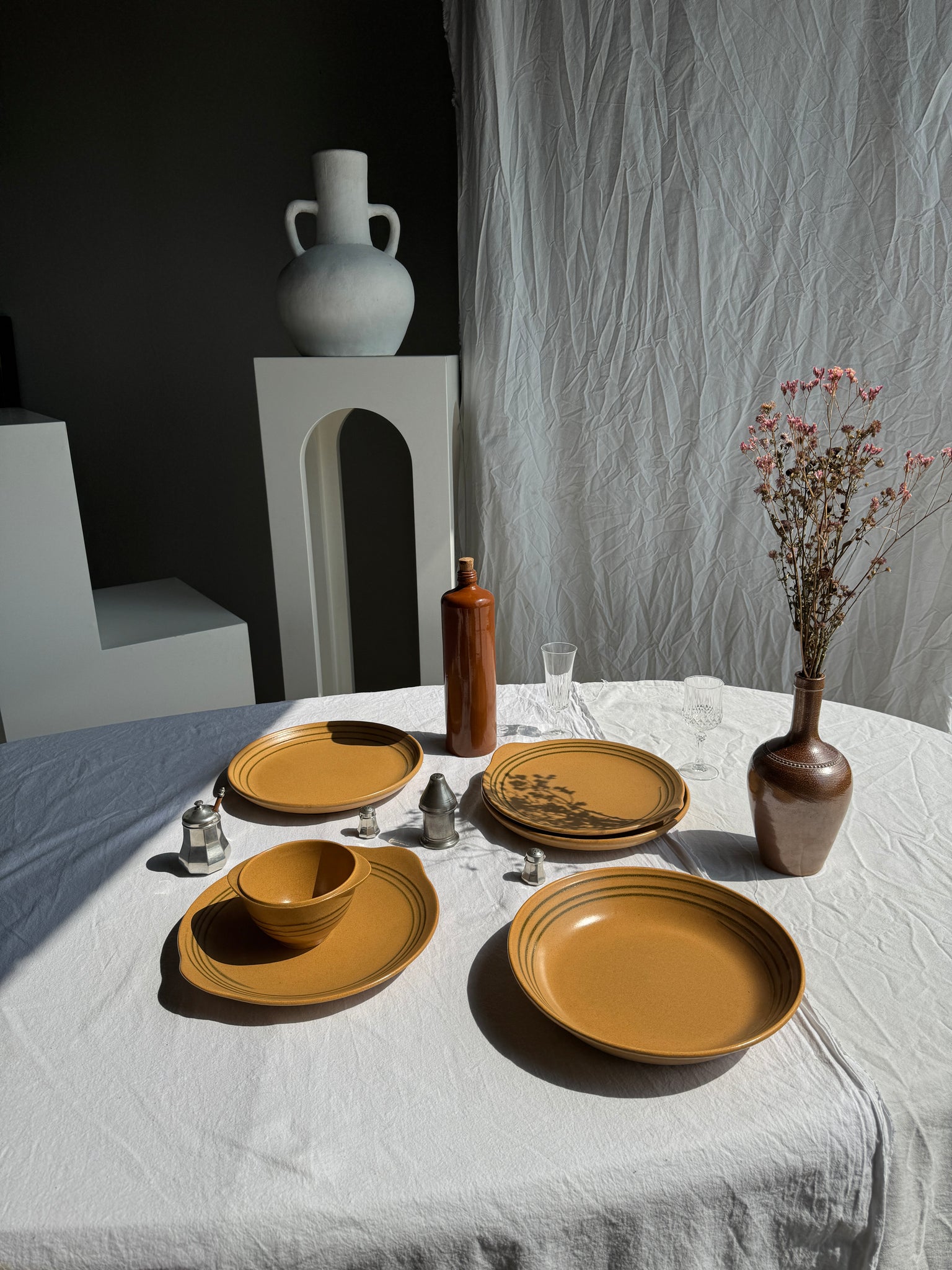 Un petit bol à 2 anses stries Sarreguemines D12,5