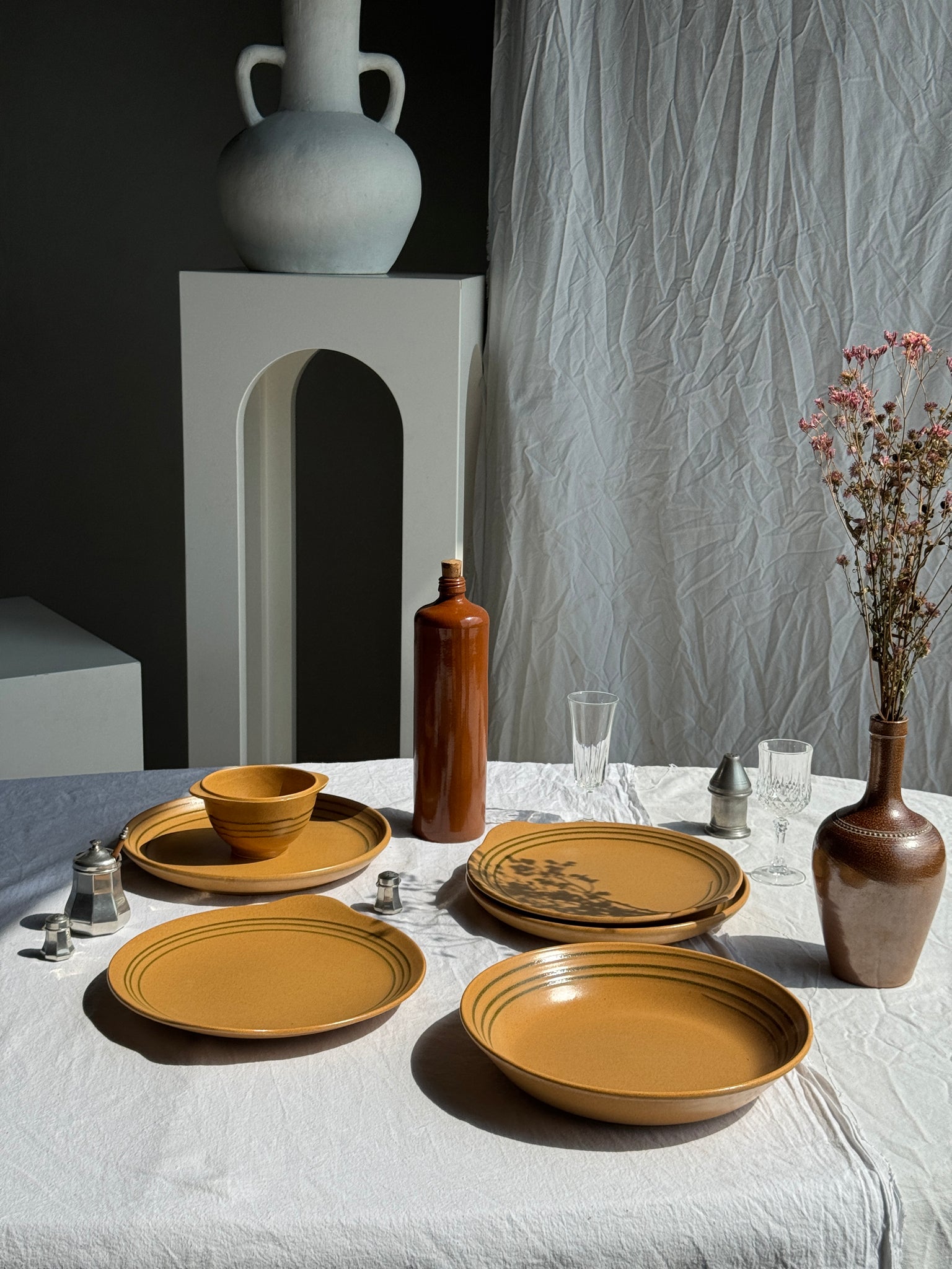 Grand plat circulaire Sarreguemines liseré brun D28,5 (1)